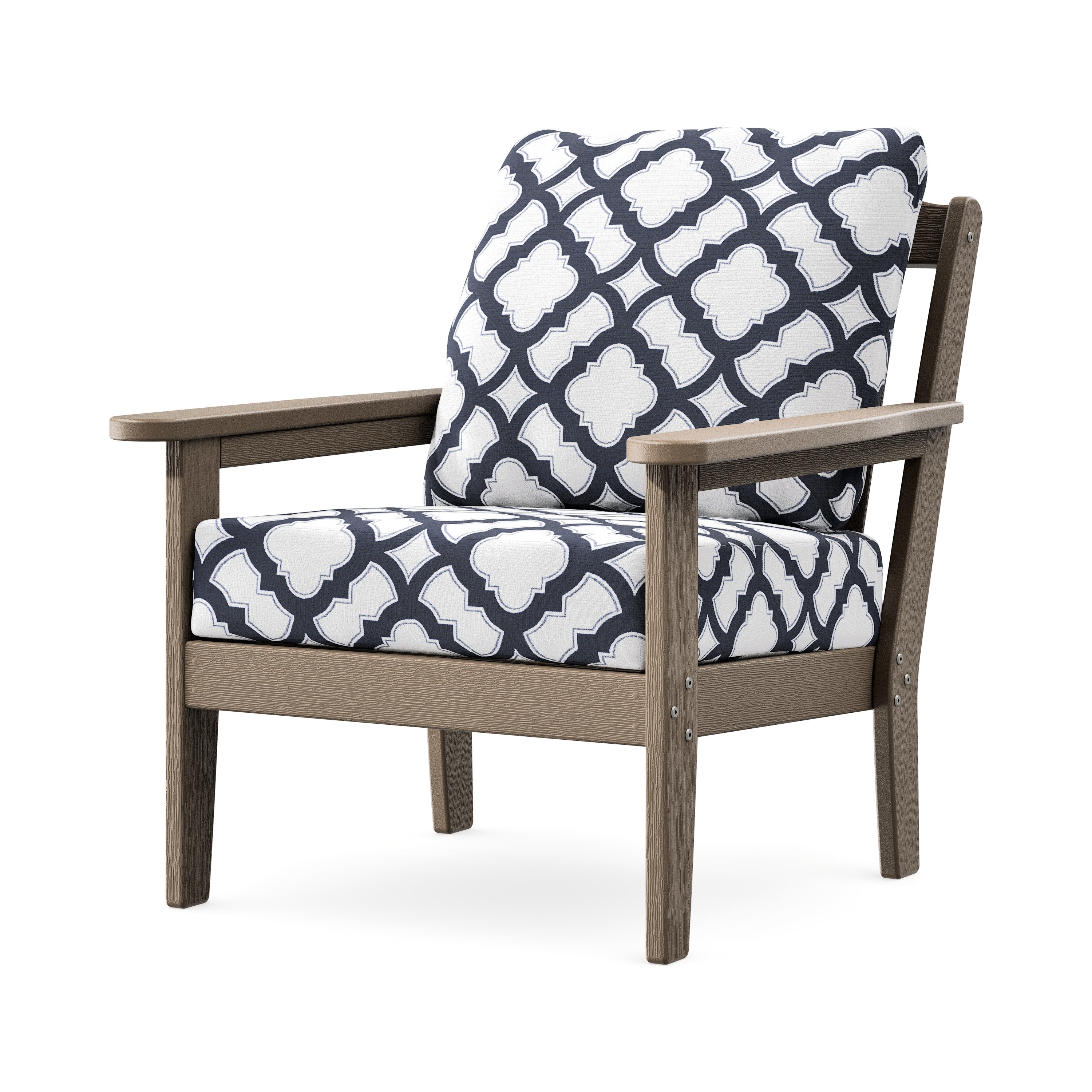 Cottage Deep Seating Chair in Vintage Sahara / Trellis Navy