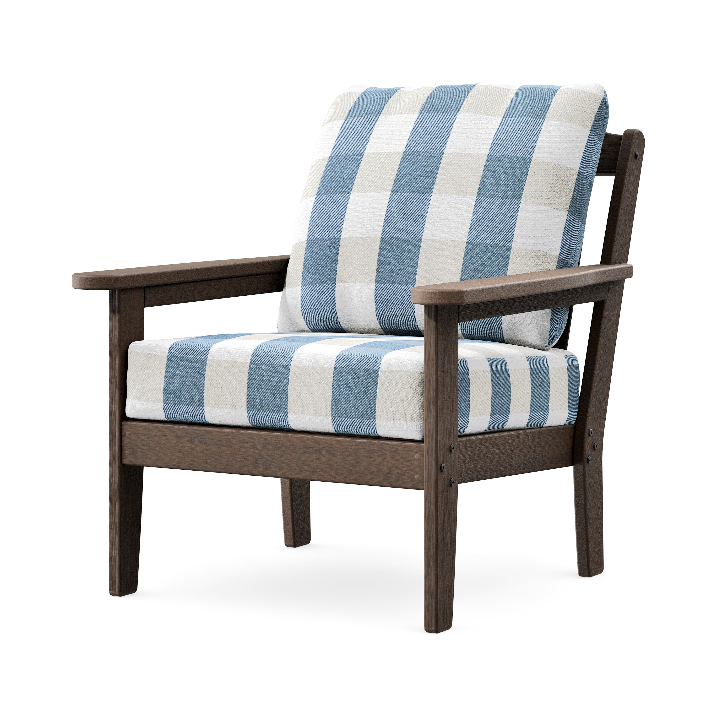 Cottage Deep Seating Chair in Kona / Buffalo Plaid Sky Blue