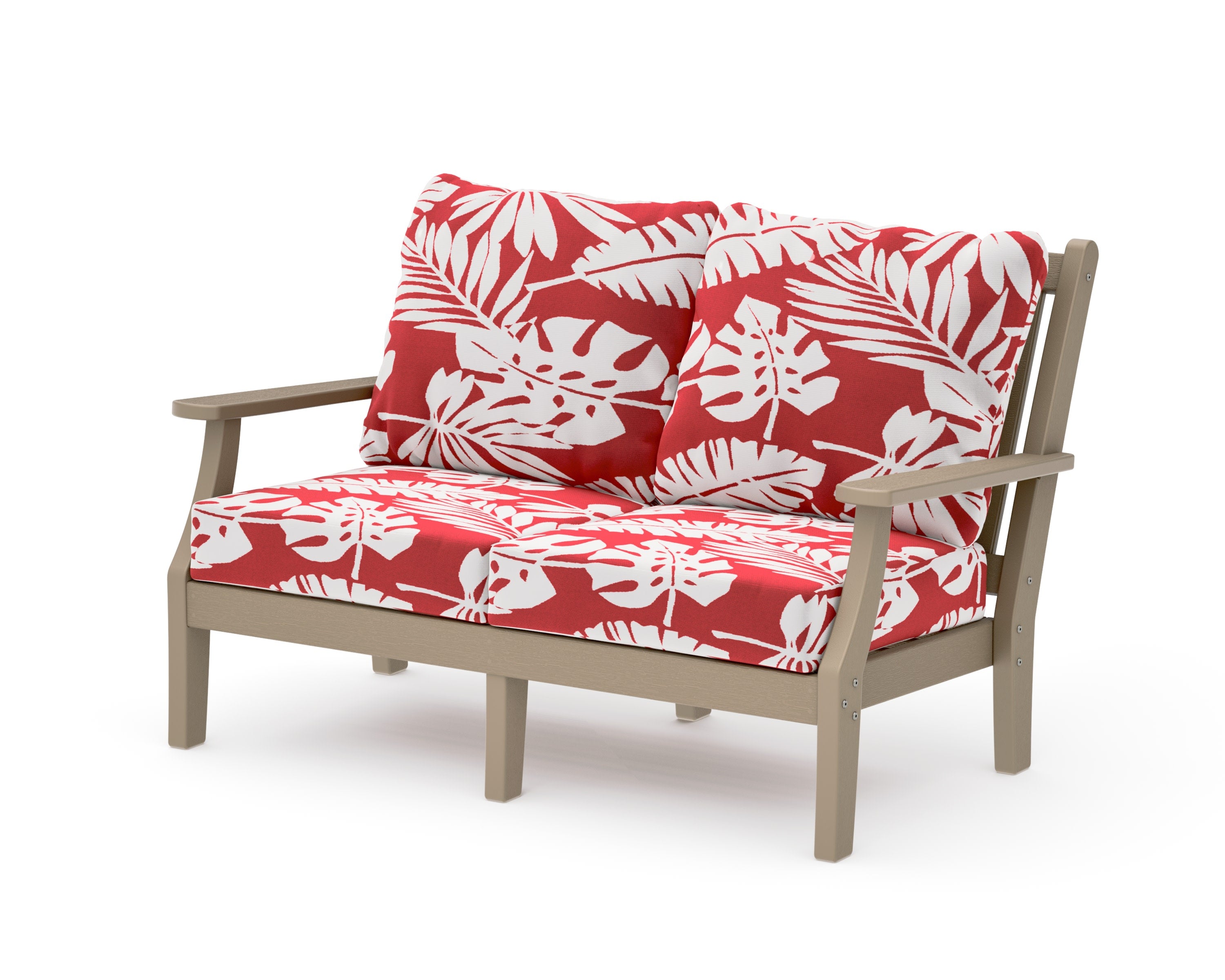 Wovendale Deep Seating Loveseat in Vintage Sahara / Leaf Crimson