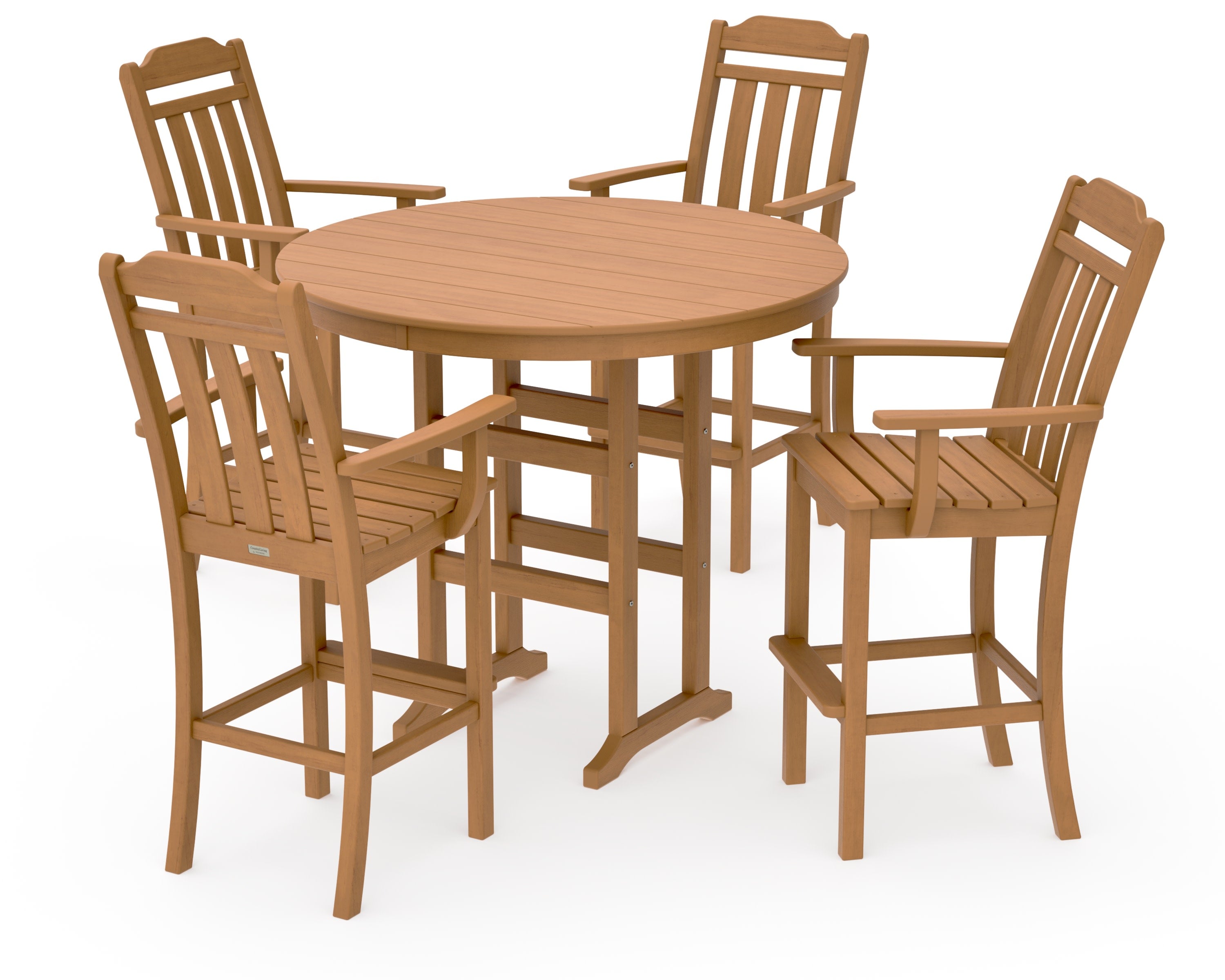 Cottage 5-Piece Round Farmhouse Bar Set in Natural
