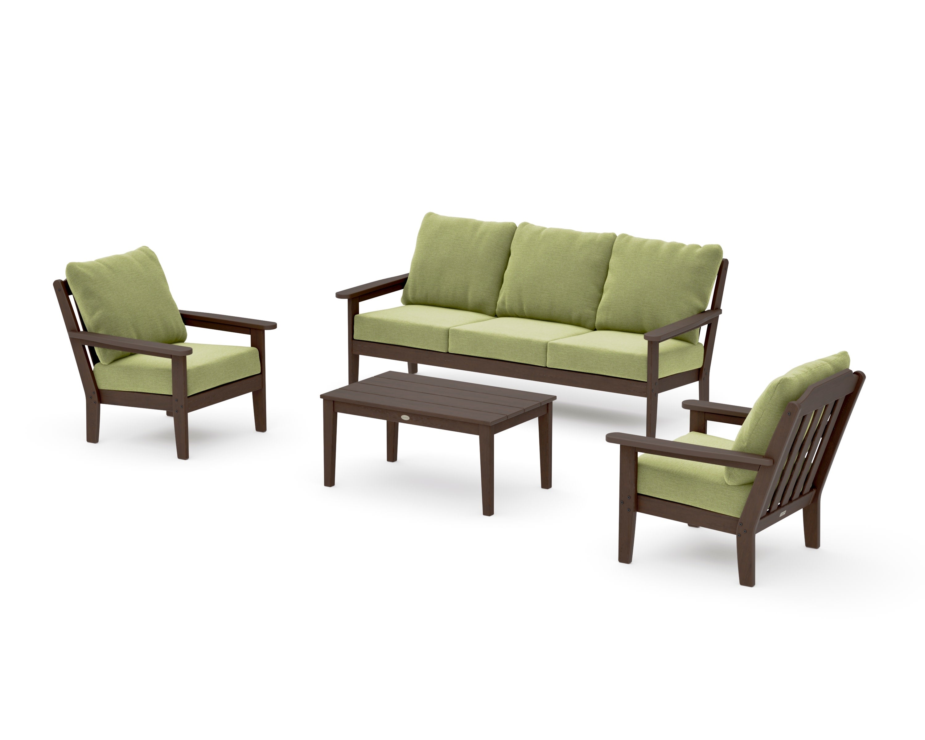 Cottage 4-Piece Deep Seating Set with Sofa in Kona / Chartreuse Boucle