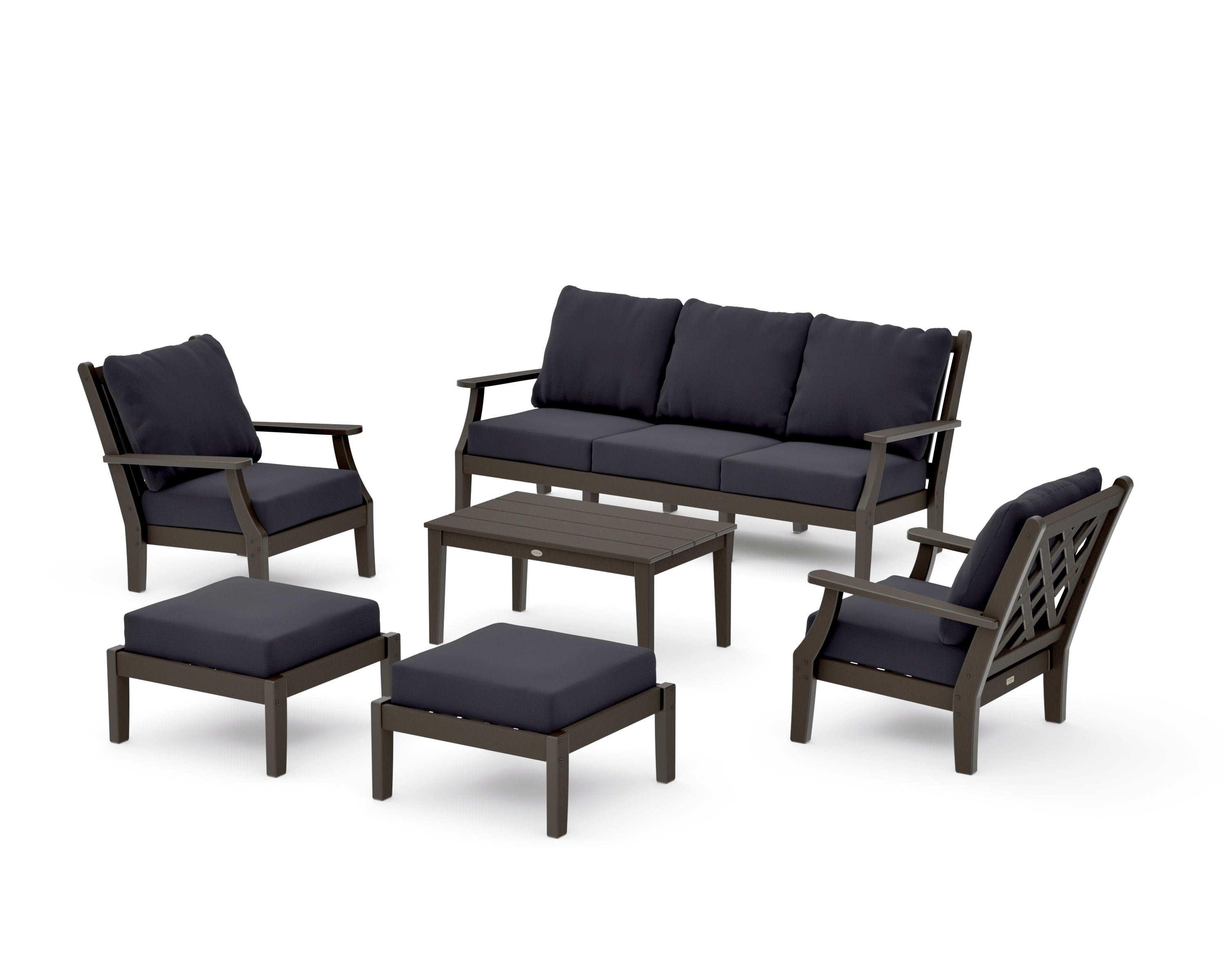 Wovendale 6-Piece Lounge Sofa Set in Vintage Coffee / Midnight Linen