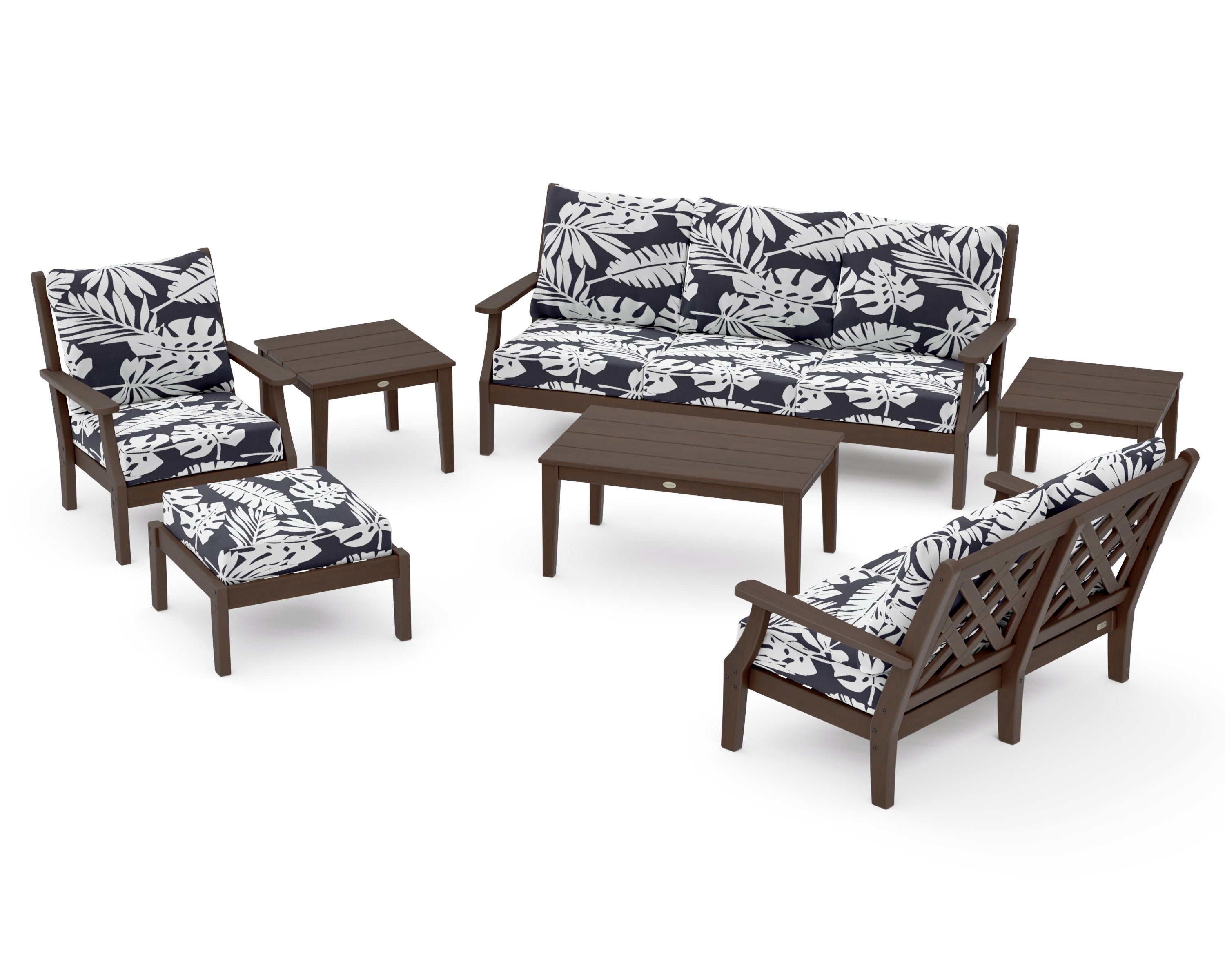 Wovendale 7-Piece Deep Seating Set in Kona / Leaf Navy