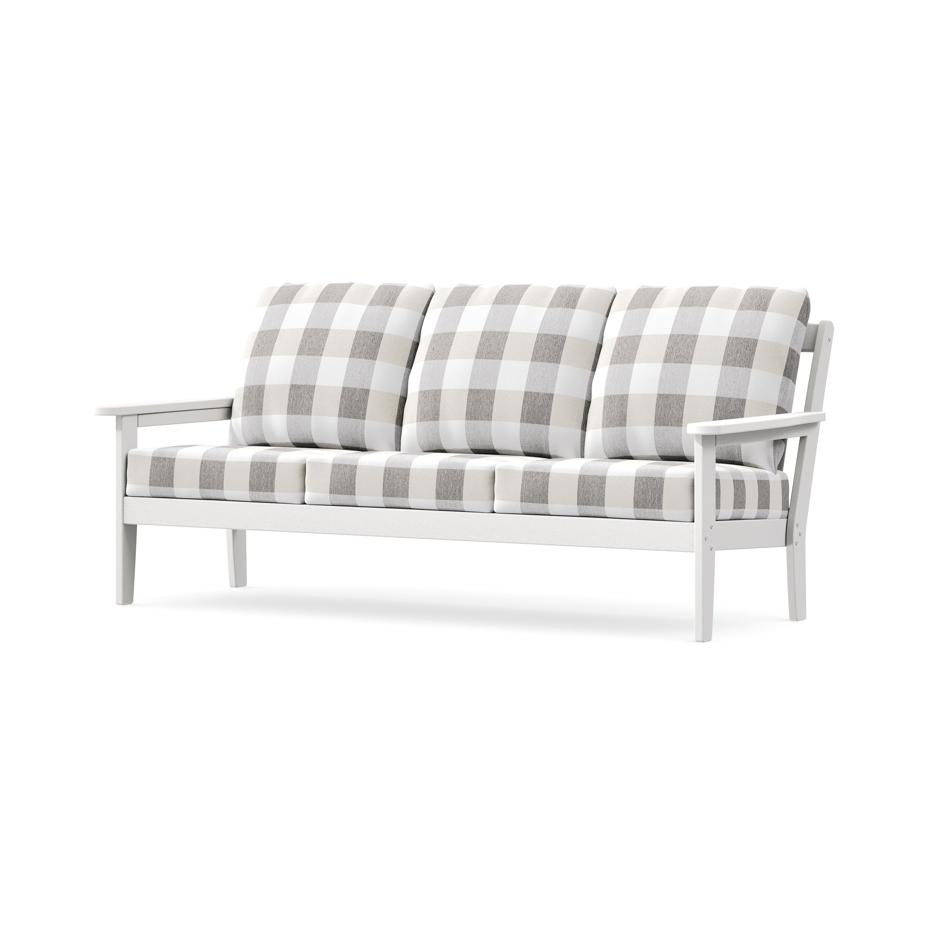 Cottage Deep Seating Sofa in White / Buffalo Plaid Grey Mist