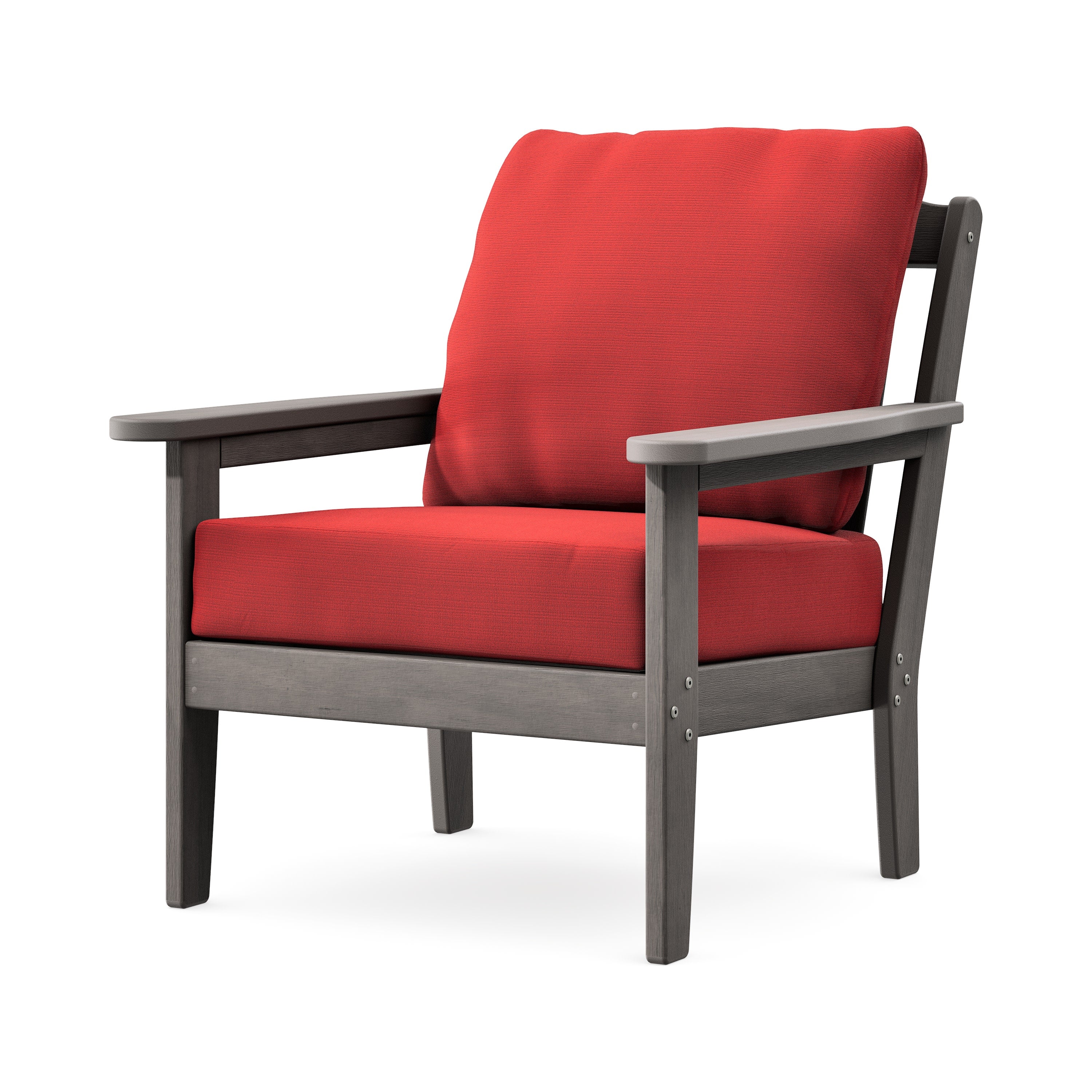 Cottage Deep Seating Chair in Driftwood / Crimson Linen