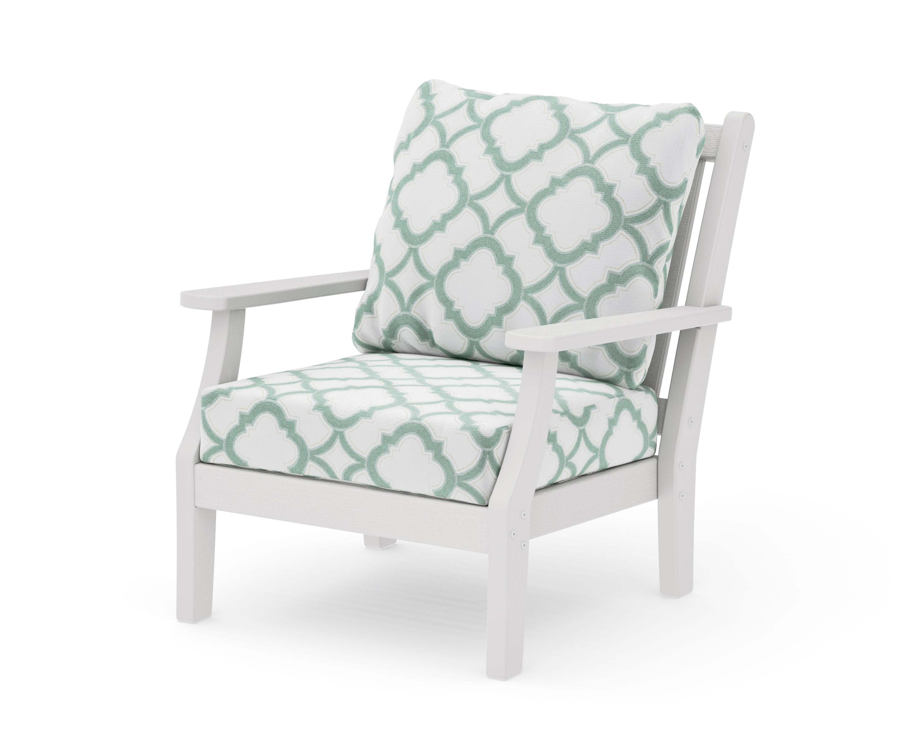 Wovendale Deep Seating Chair in Vintage White / Trellis Glacier Spa