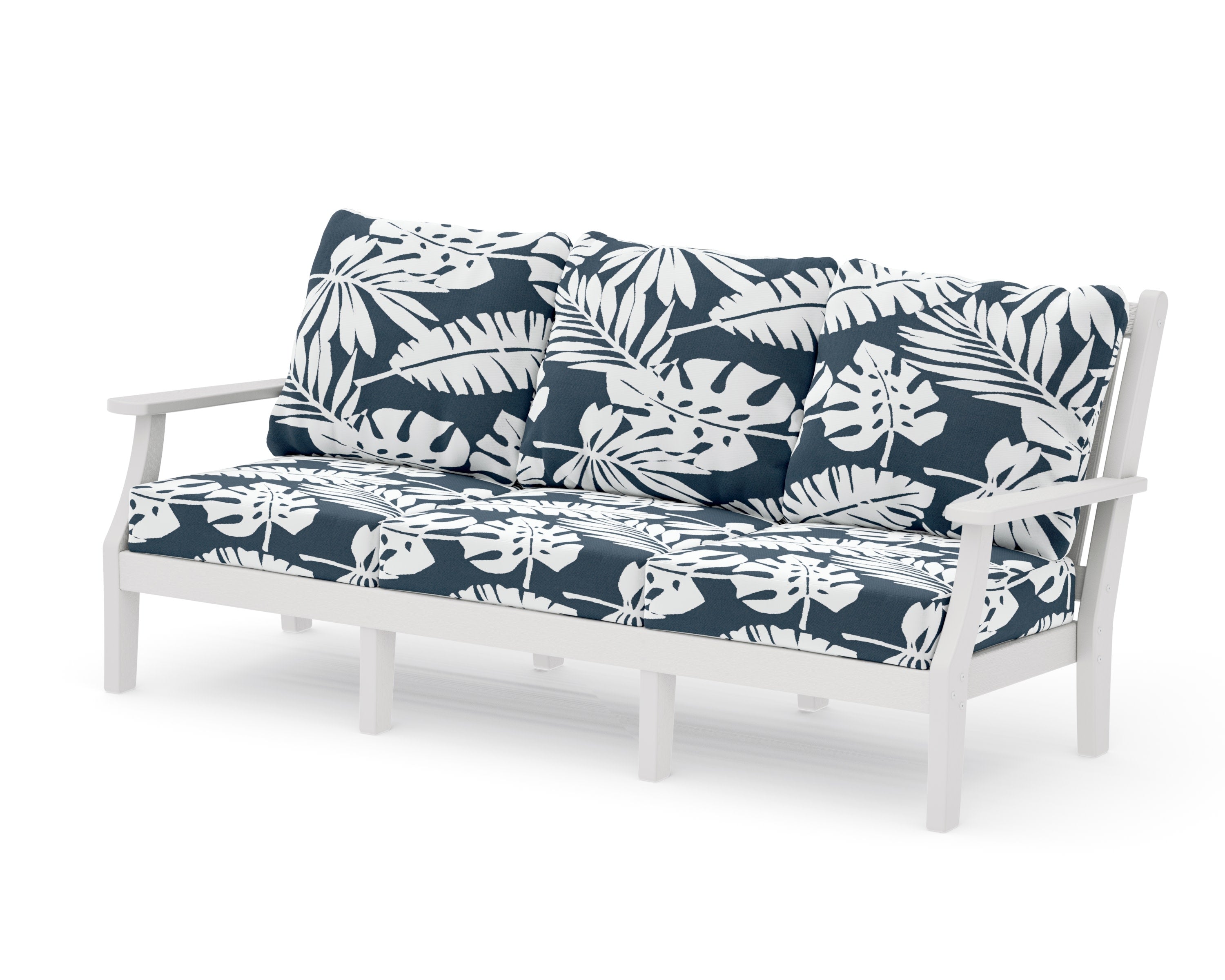 Wovendale Deep Seating Sofa in Vintage White / Leaf Marine Indigo