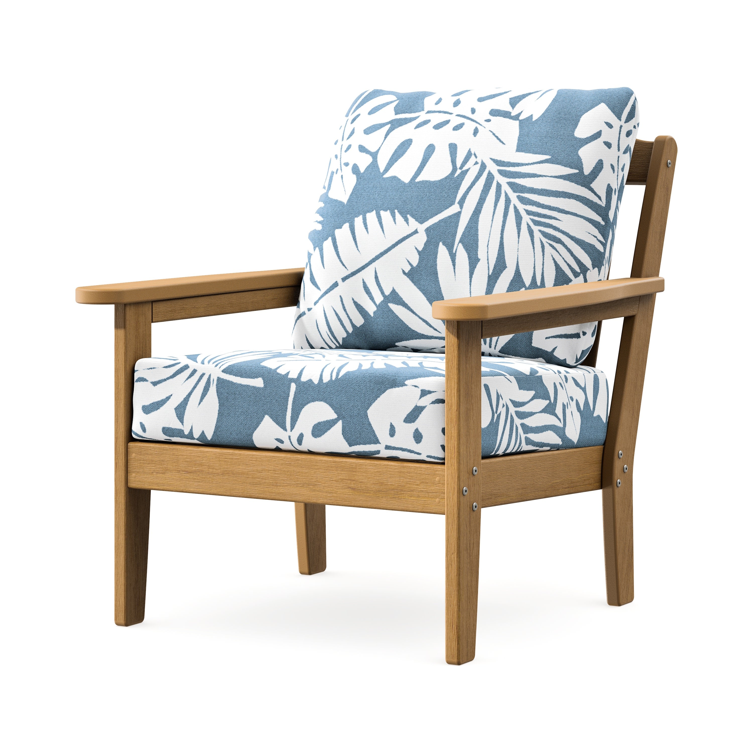 Cottage Deep Seating Chair in Natural / Leaf Sky Blue