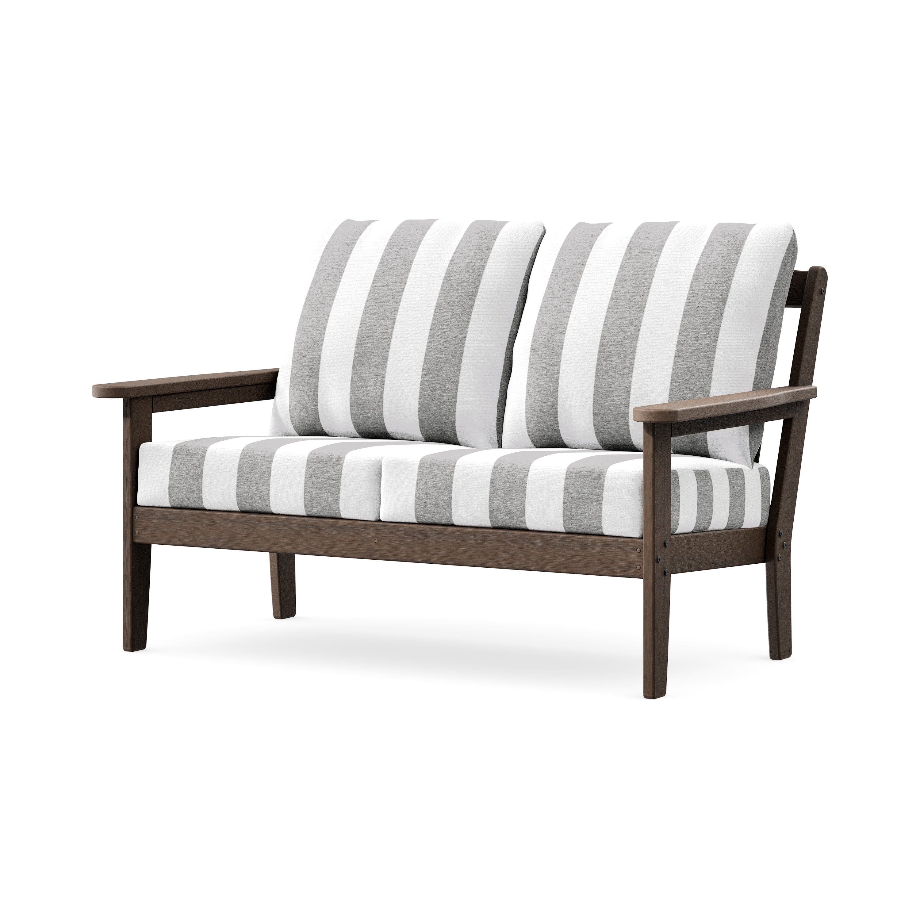 Cottage Deep Seating Loveseat in Kona / Cabana Stripe Grey Mist