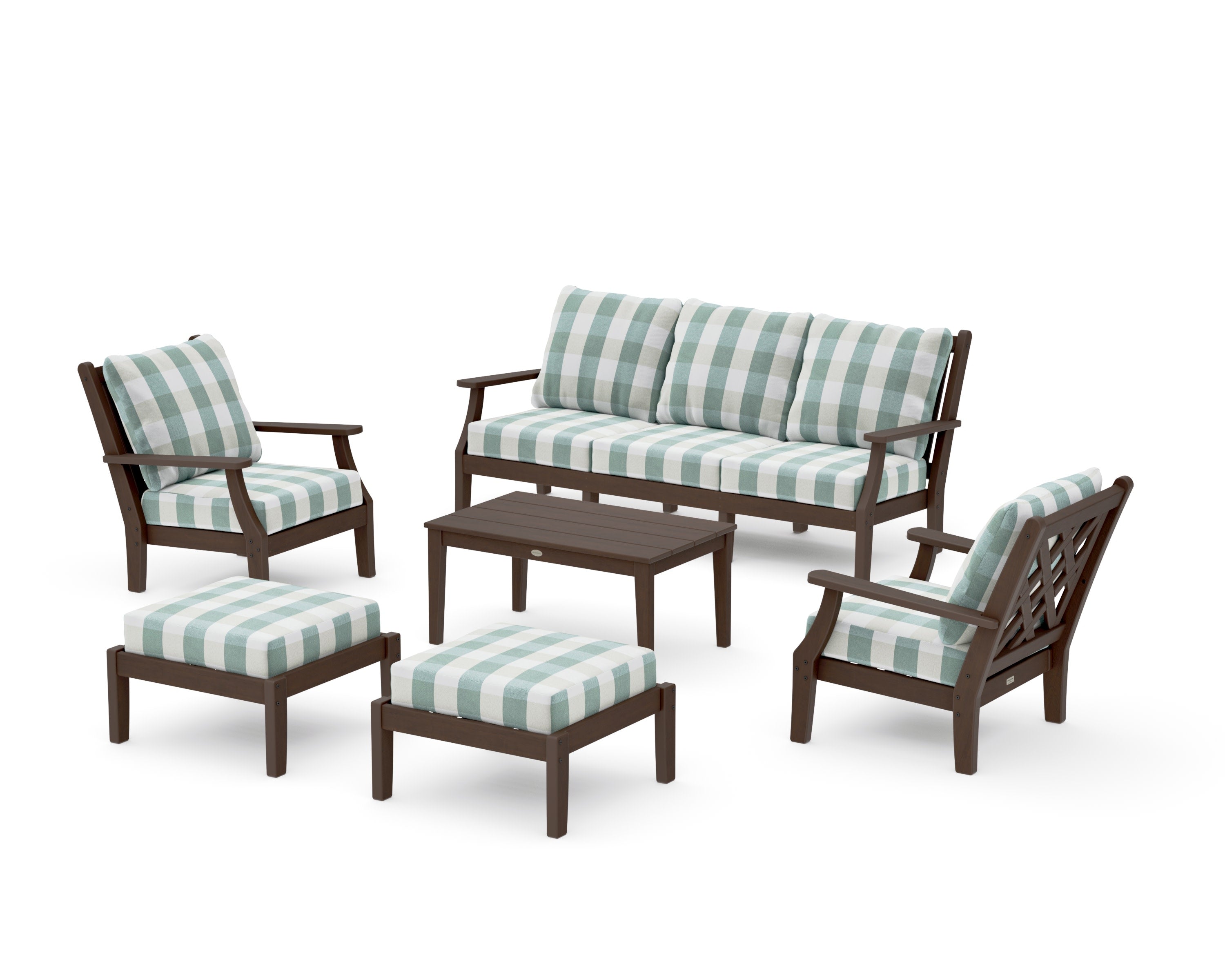 Wovendale 6-Piece Lounge Sofa Set in Kona / Buffalo Plaid Glacier Spa