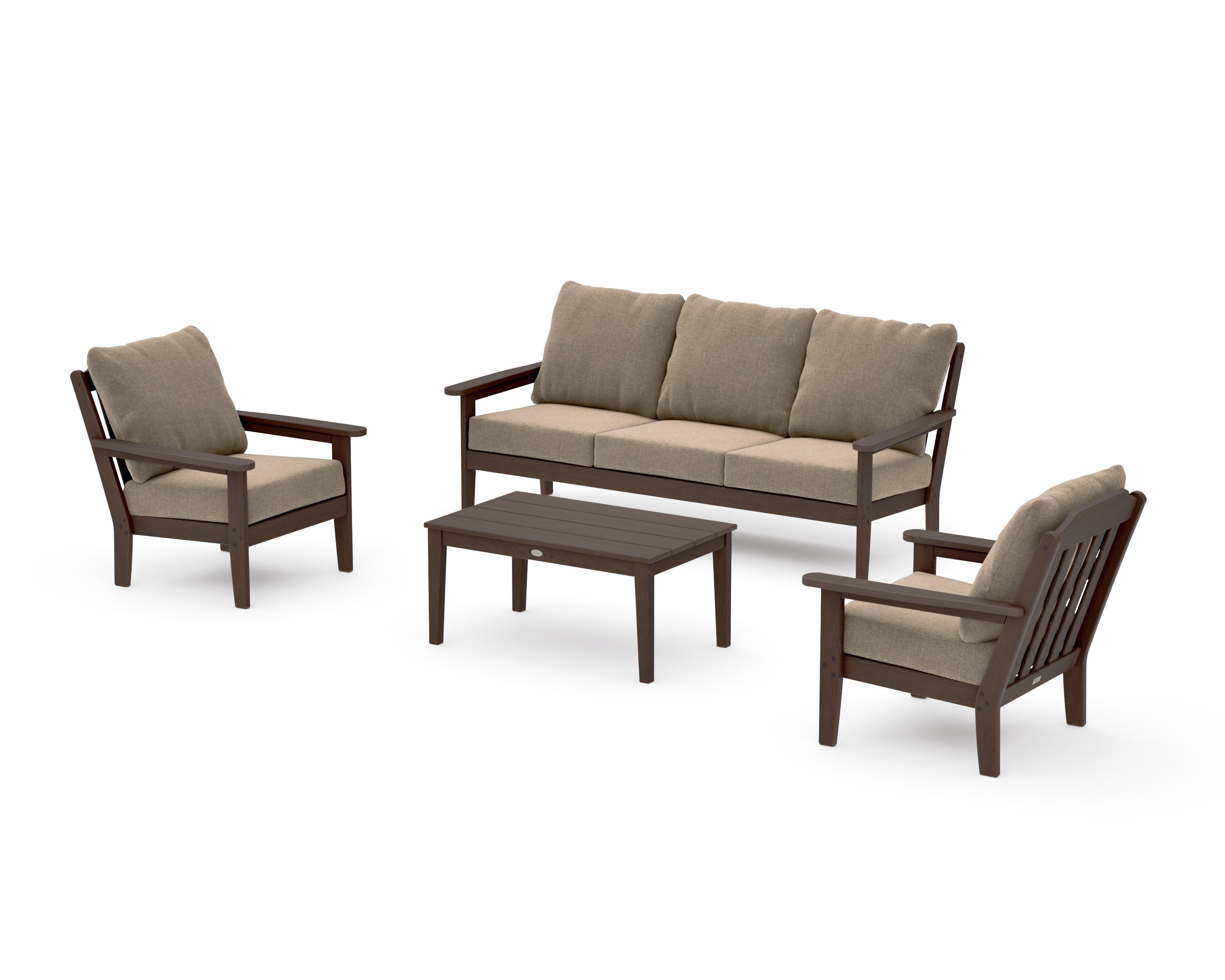 Cottage 4-Piece Deep Seating Set with Sofa in Kona / Spiced Burlap