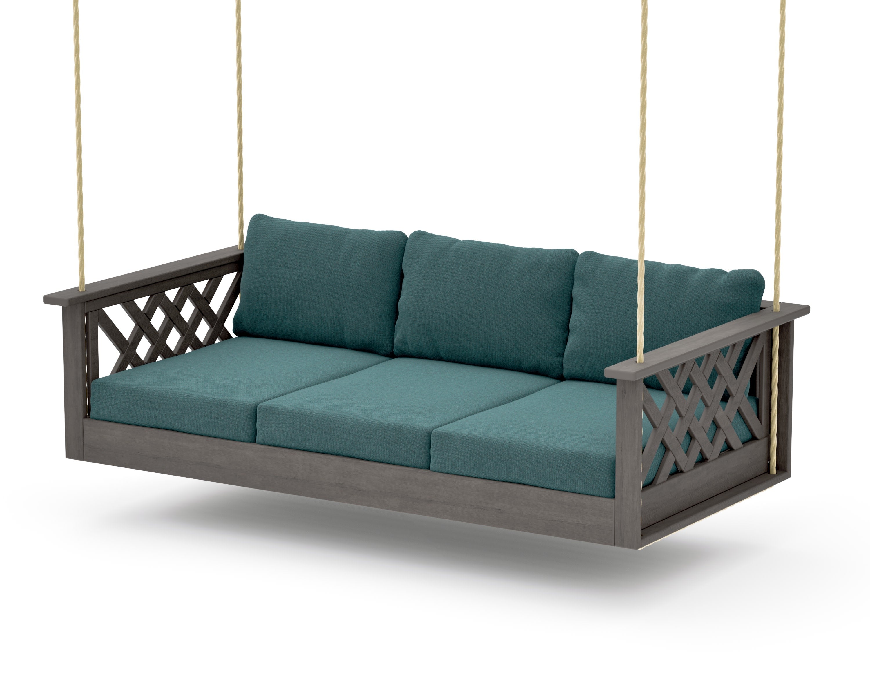 Wovendale Daybed Swing in Driftwood / Ocean Teal