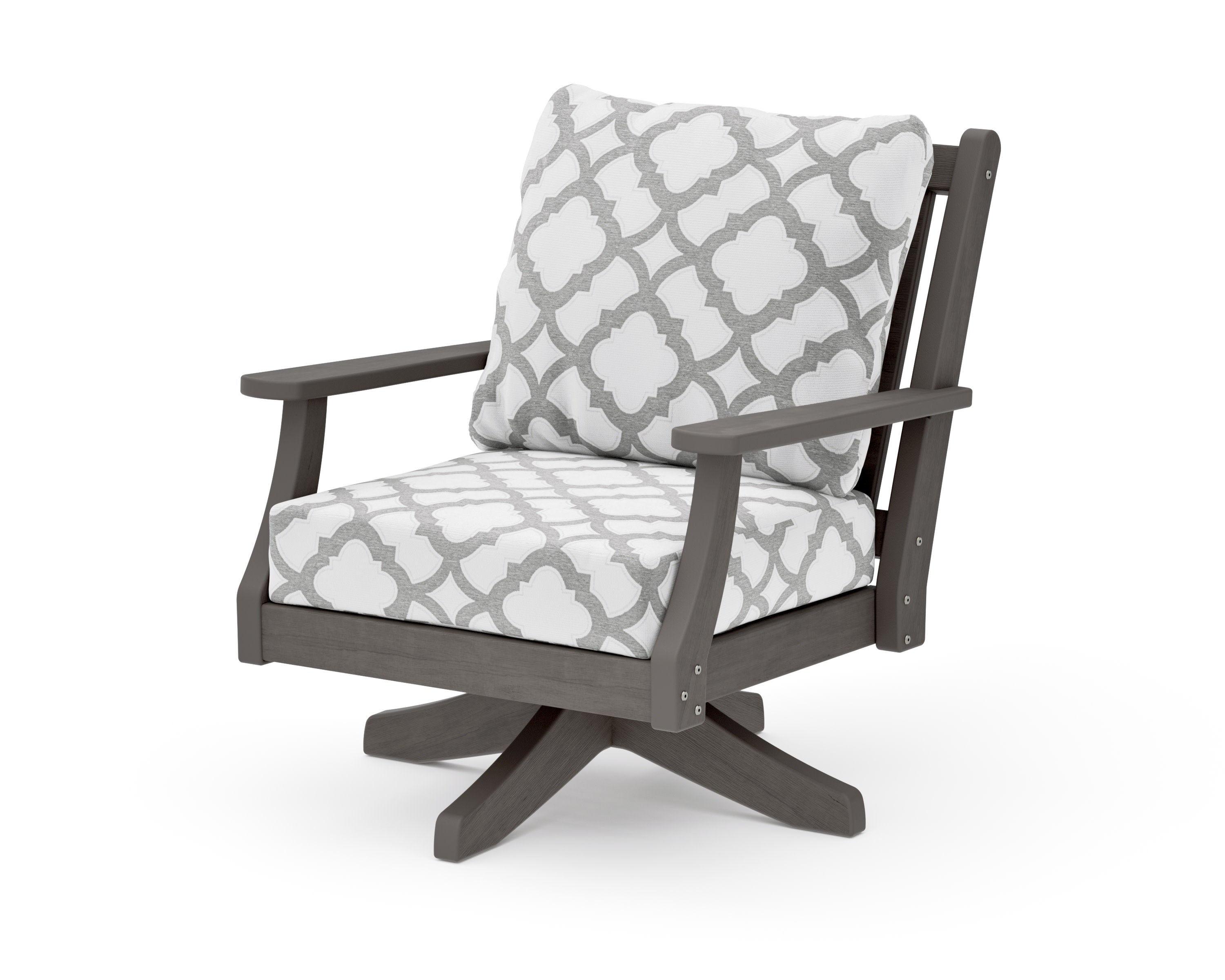 Wovendale Deep Seating Swivel Chair in Driftwood / Trellis Grey Mist