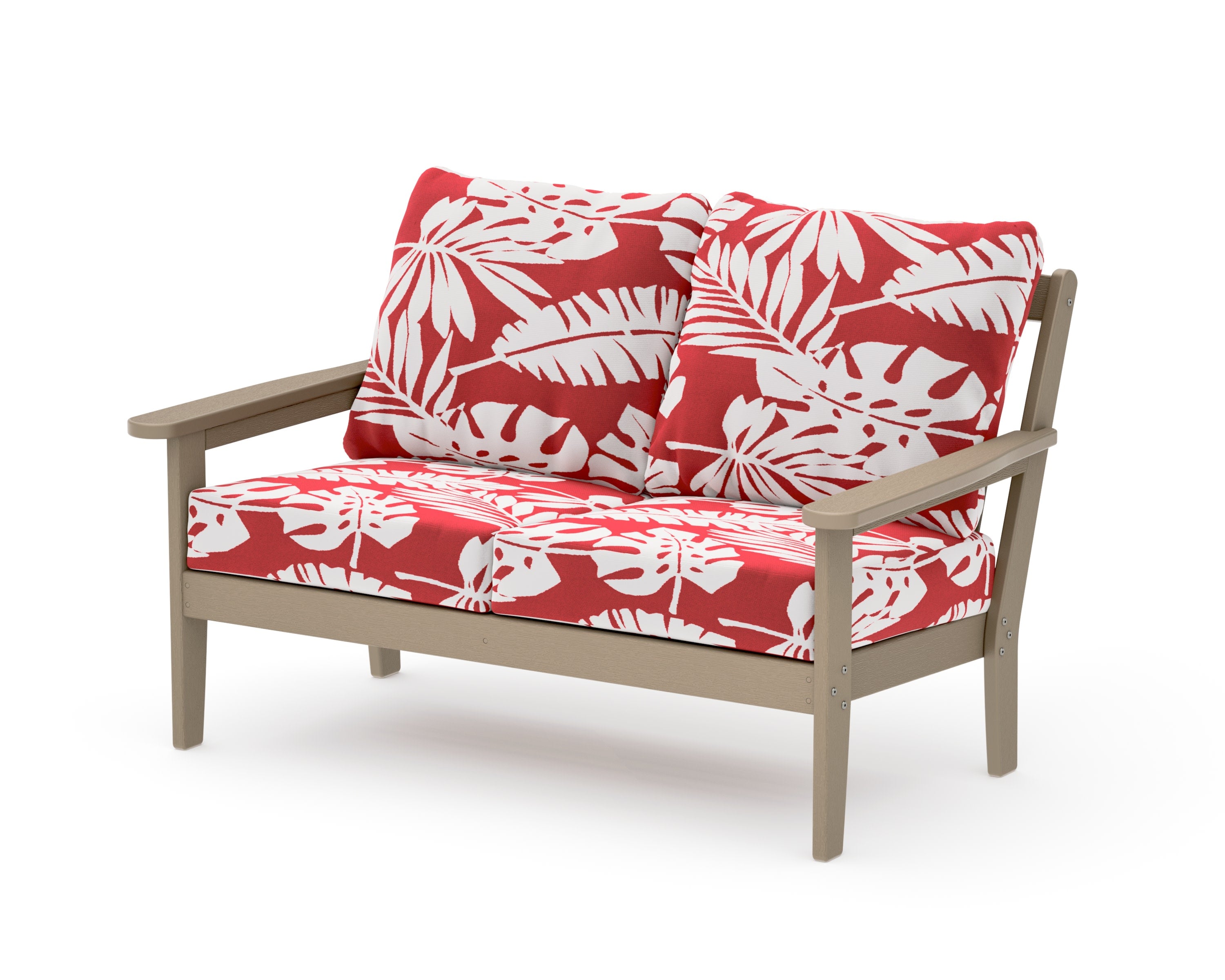 Cottage Deep Seating Loveseat in Vintage Sahara / Leaf Crimson