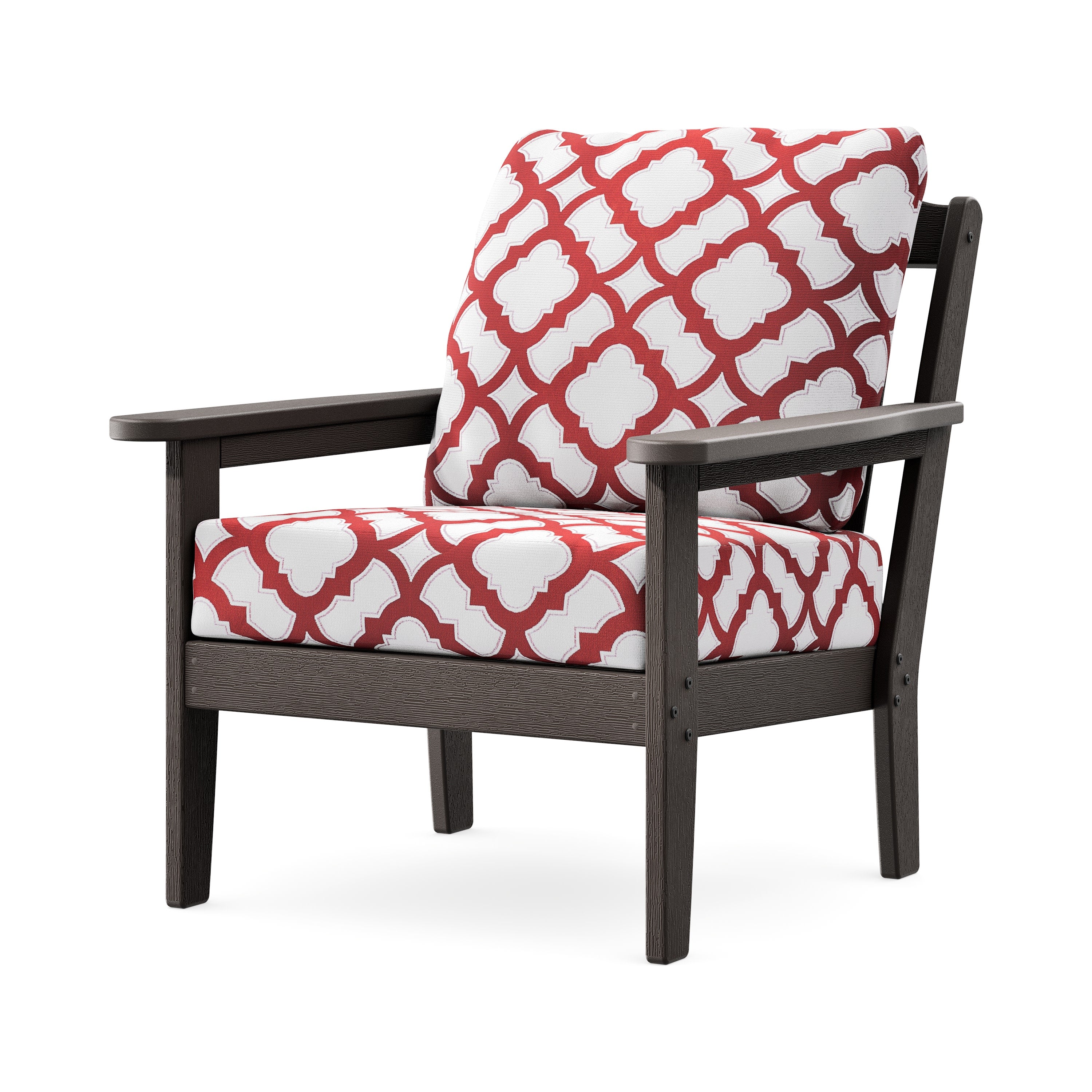 Cottage Deep Seating Chair in Vintage Coffee / Trellis Crimson