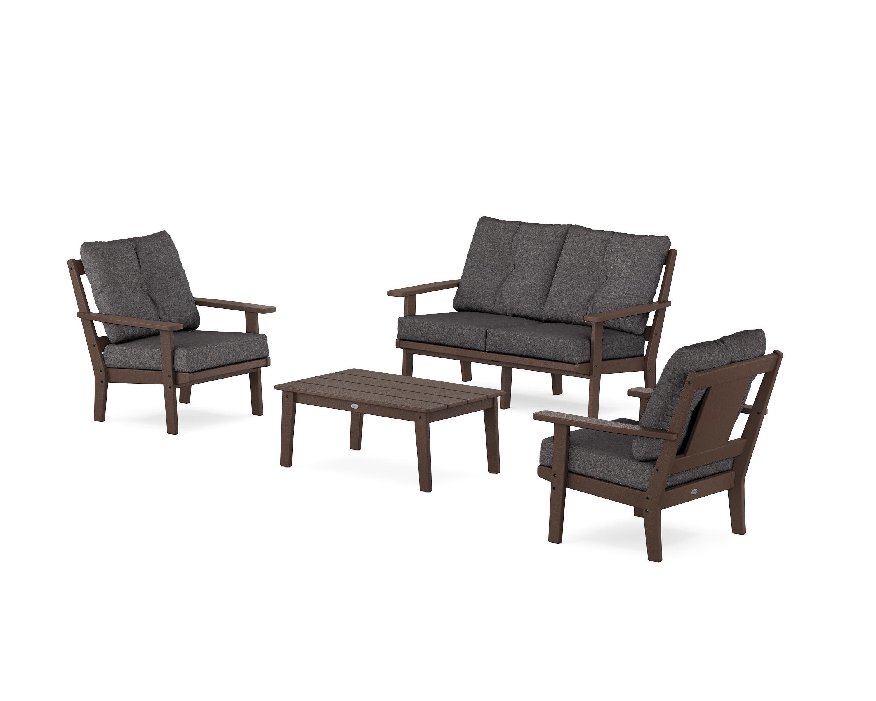Prairie 4-Piece Deep Seating Set with Loveseat in Mahogany / Ash Charcoal
