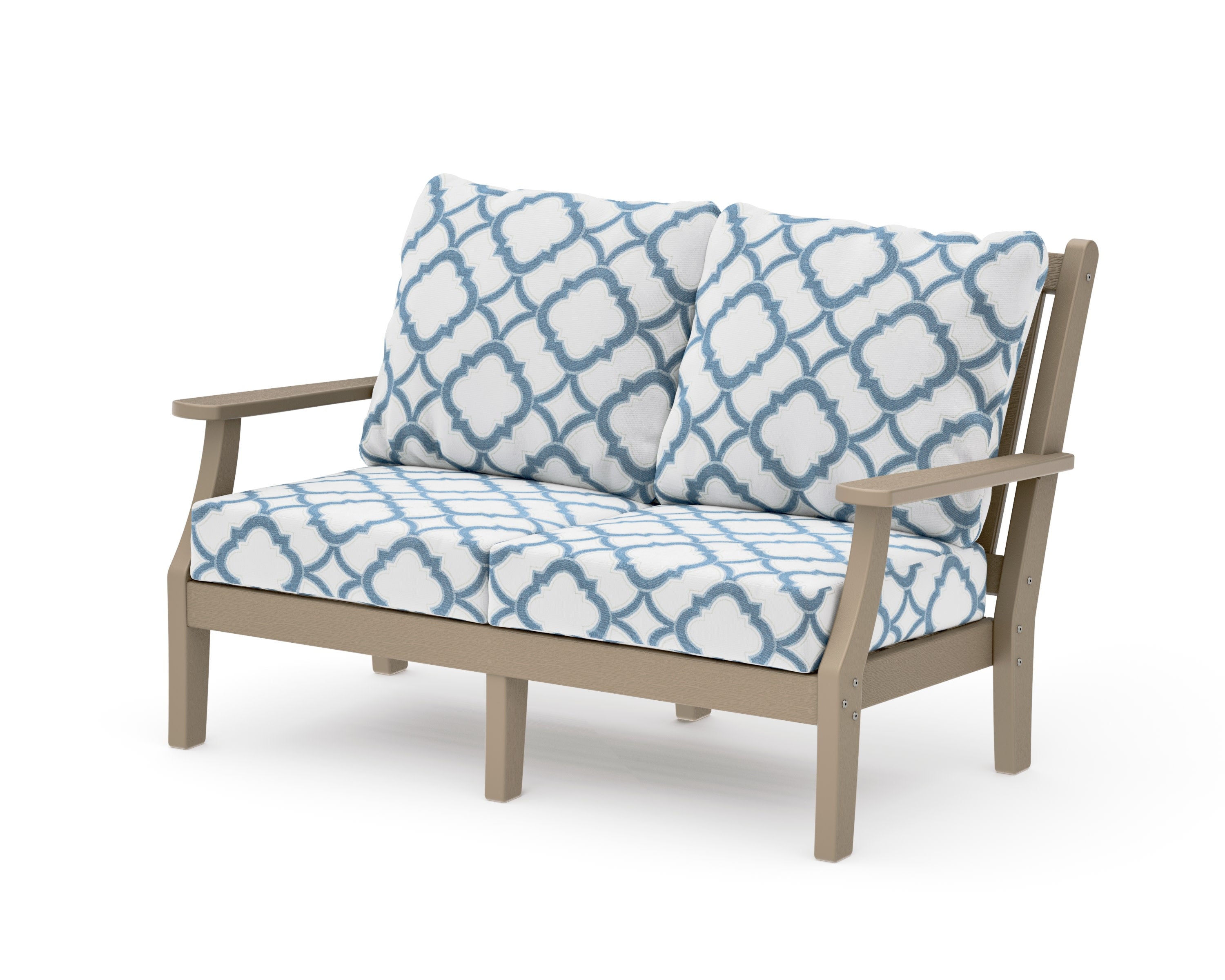 Wovendale Deep Seating Loveseat in Vintage Sahara / Trellis Sky Blue
