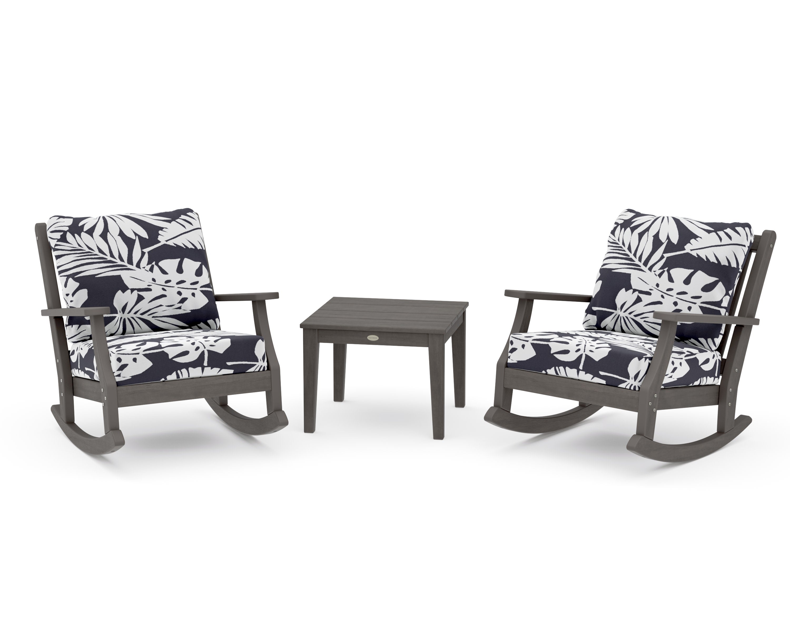 Wovendale 3-Piece Deep Seating Rocker Set in Driftwood / Leaf Navy
