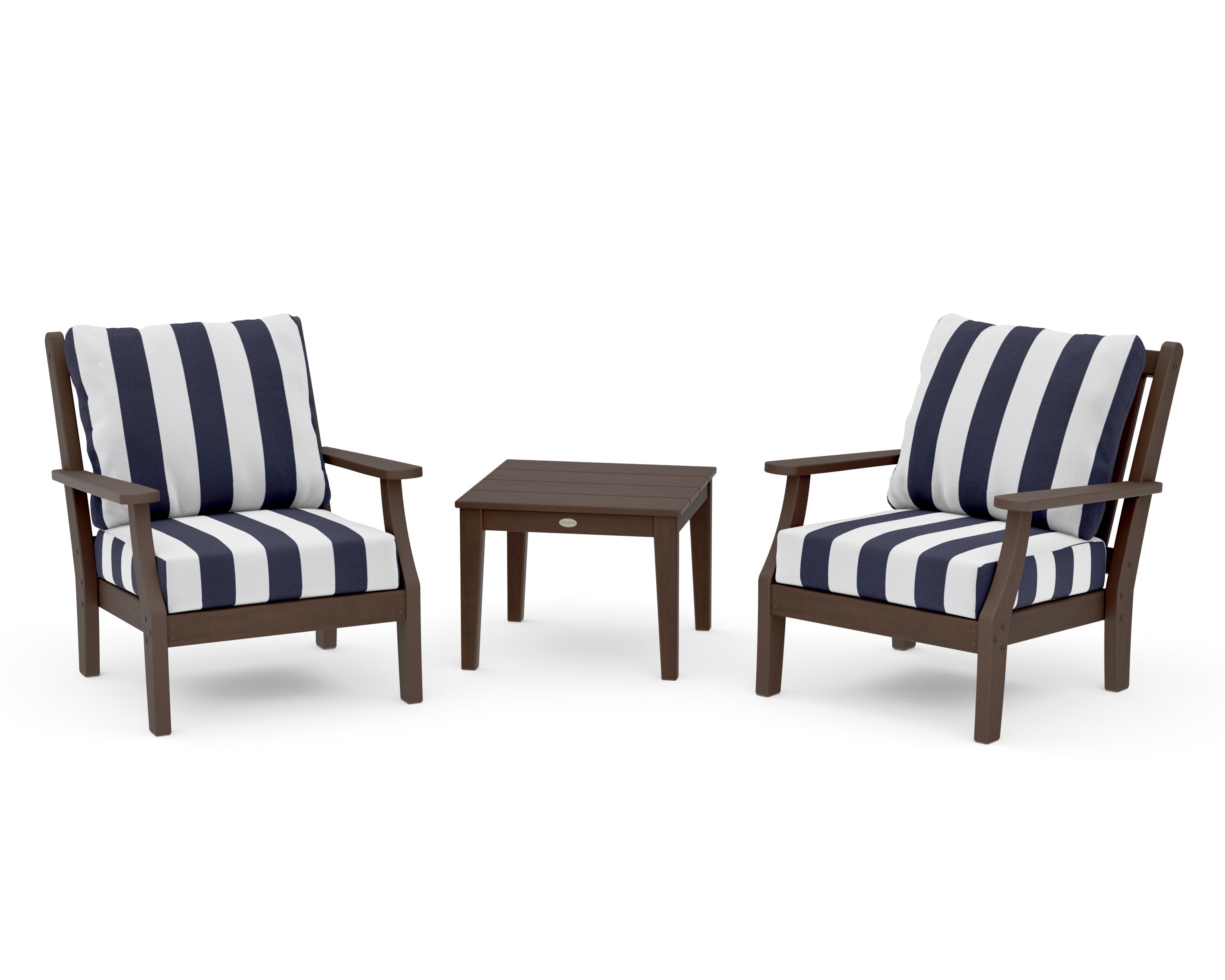 Wovendale 3-Piece Deep Seating Set in Kona / Cabana Stripe Navy