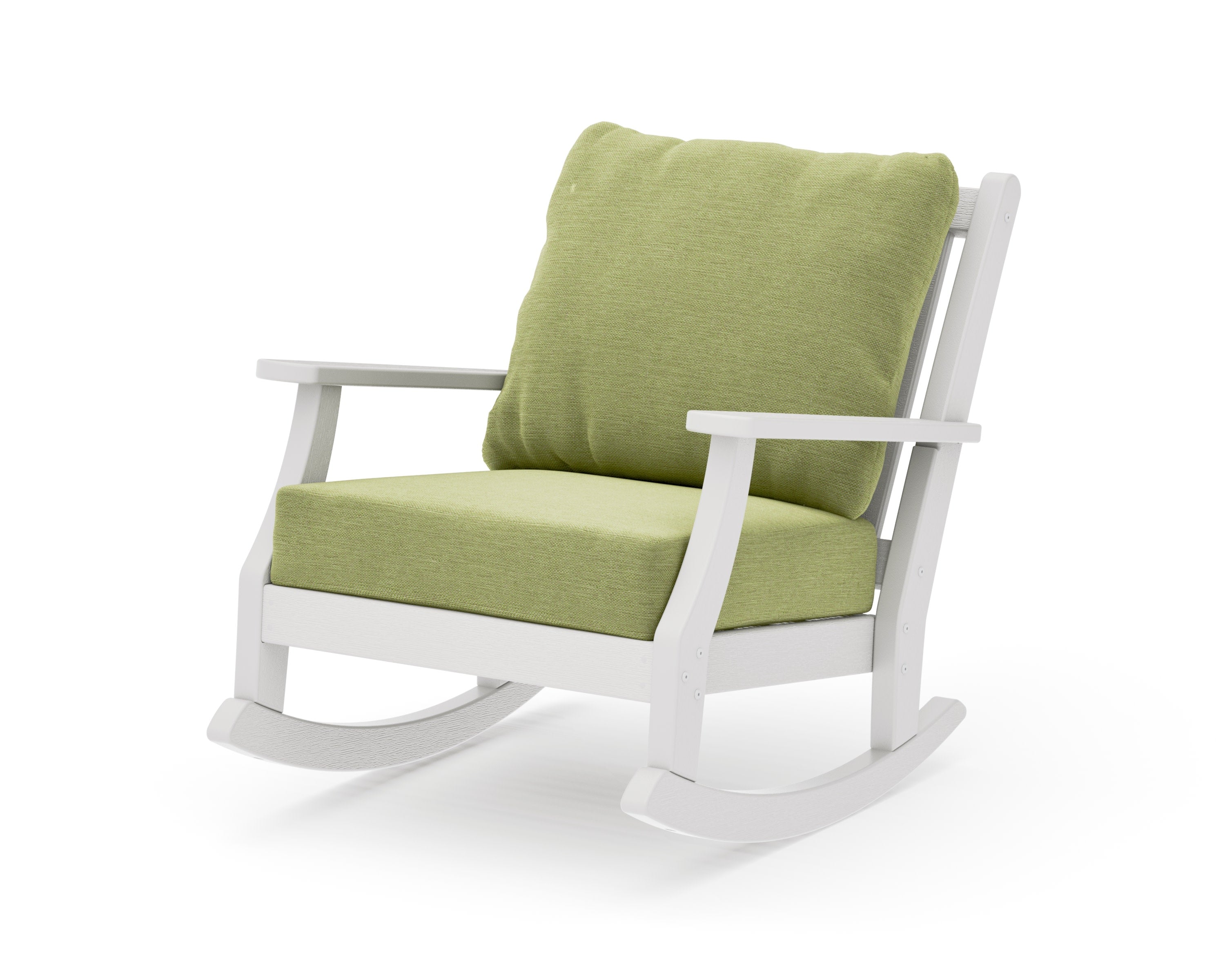 Wovendale Deep Seating Rocking Chair in Vintage White / Chartreuse Boucle