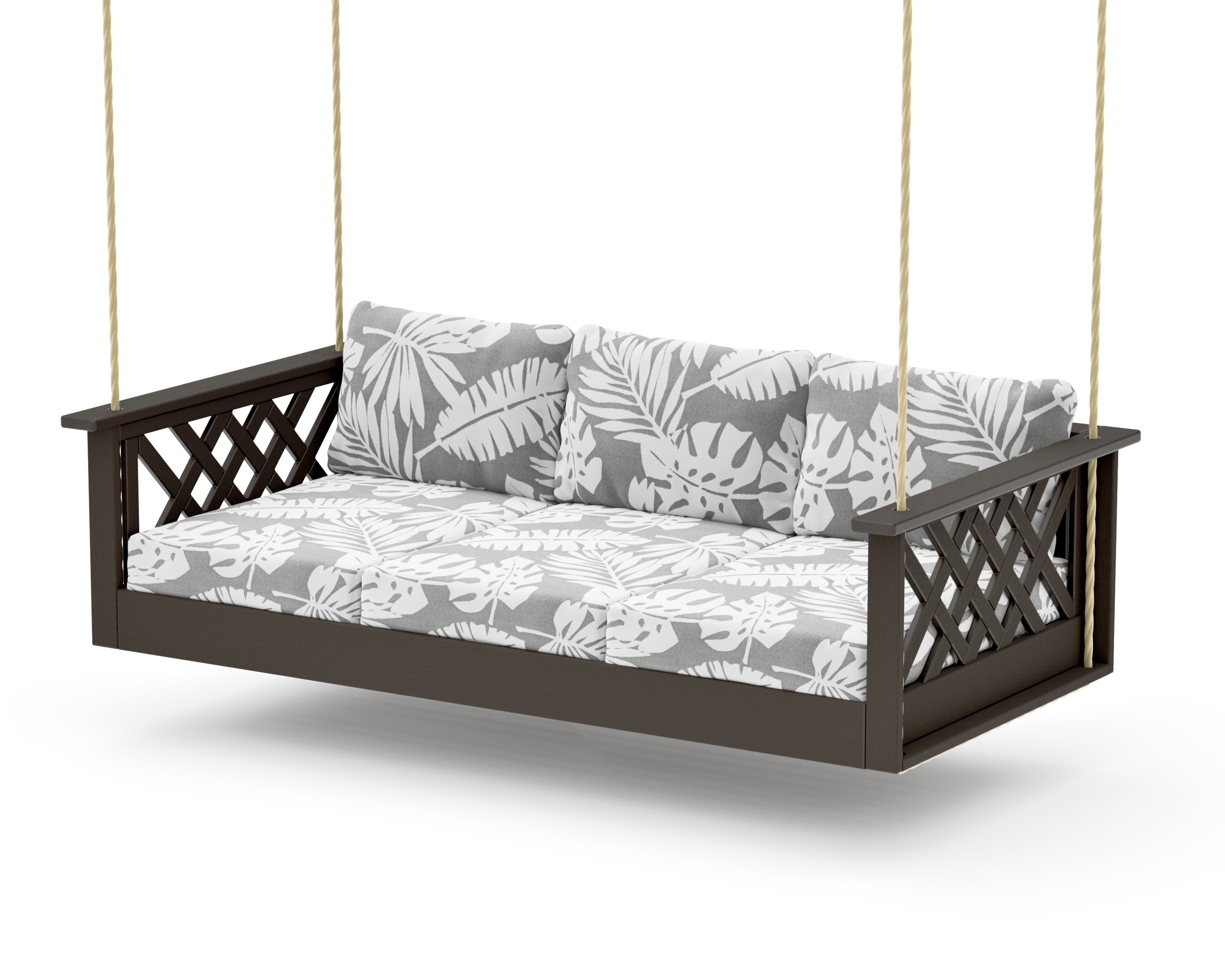 Wovendale Daybed Swing in Vintage Coffee / Leaf Grey Mist