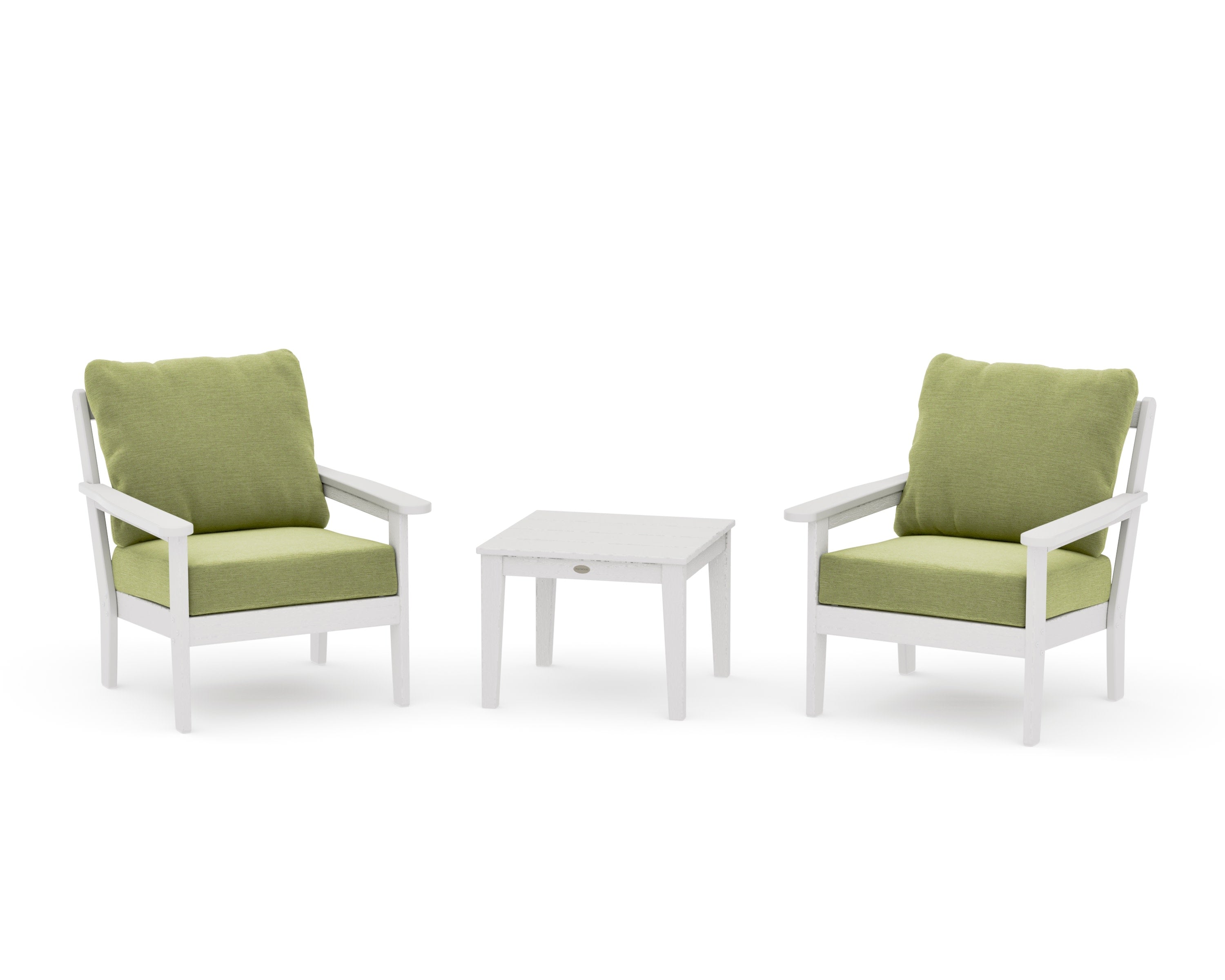 Cottage 3-Piece Deep Seating Set in Vintage White / Chartreuse Boucle