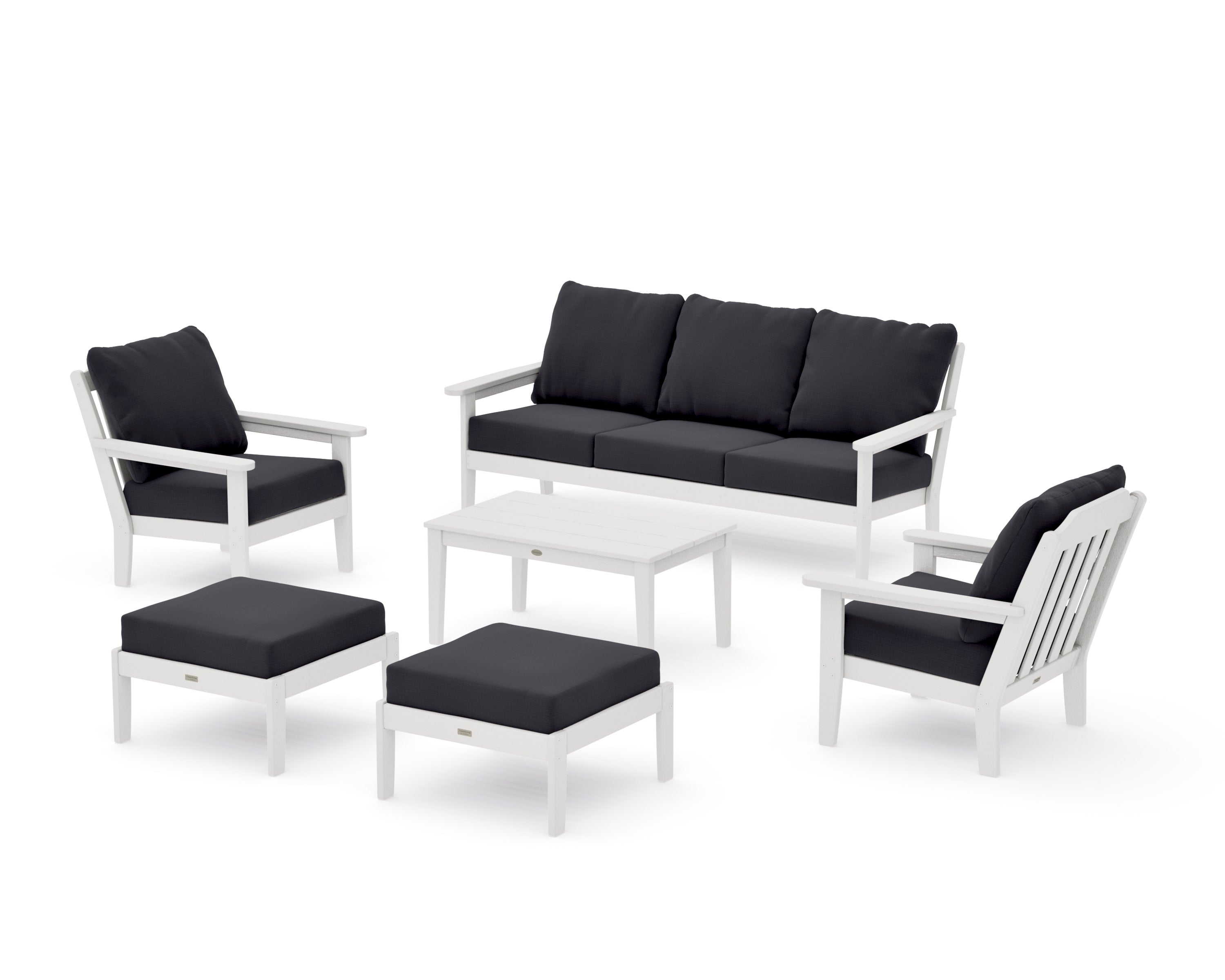 Cottage 6-Piece Lounge Sofa Set in Vintage White / Midnight Linen