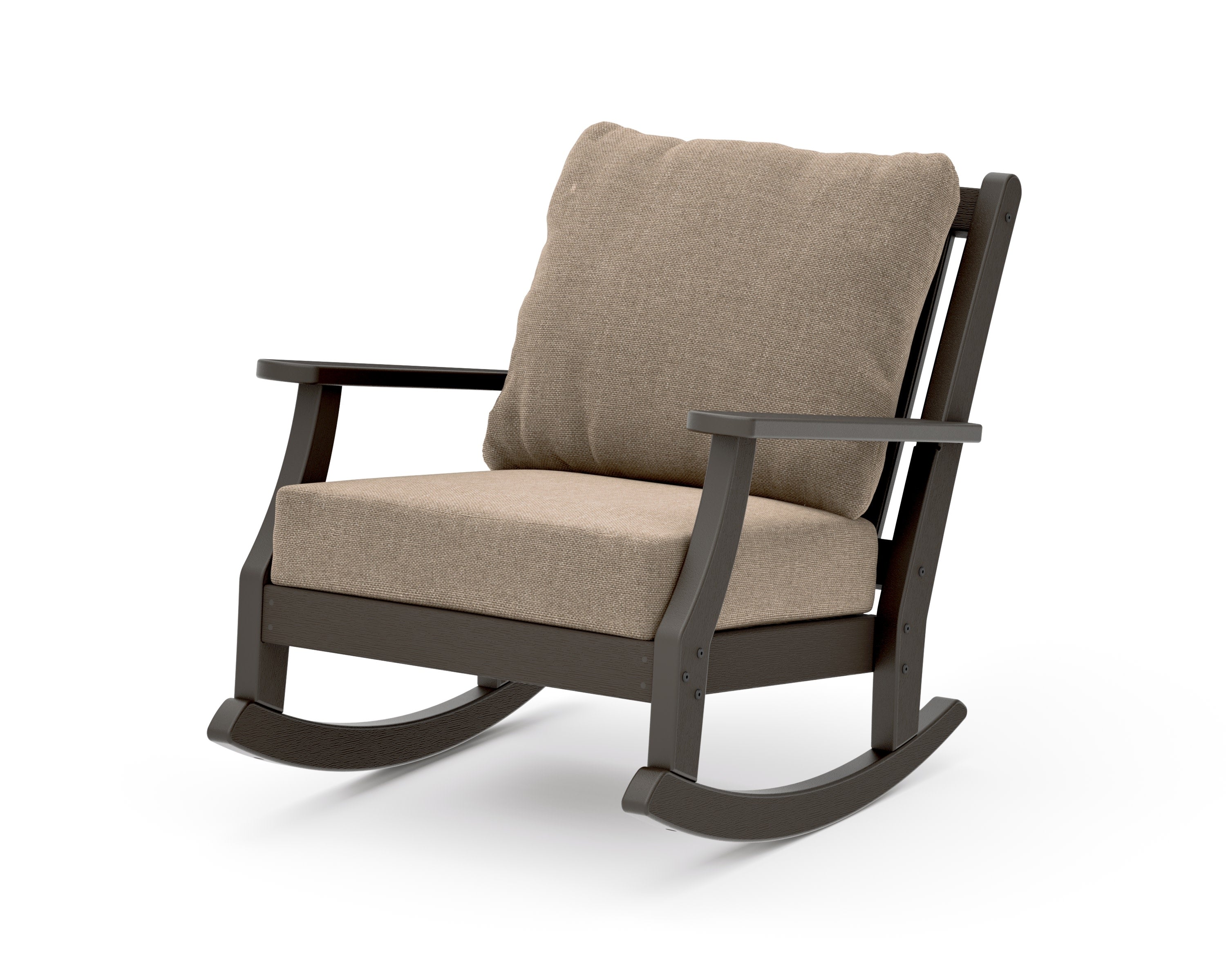 Wovendale Deep Seating Rocking Chair in Vintage Coffee / Spiced Burlap