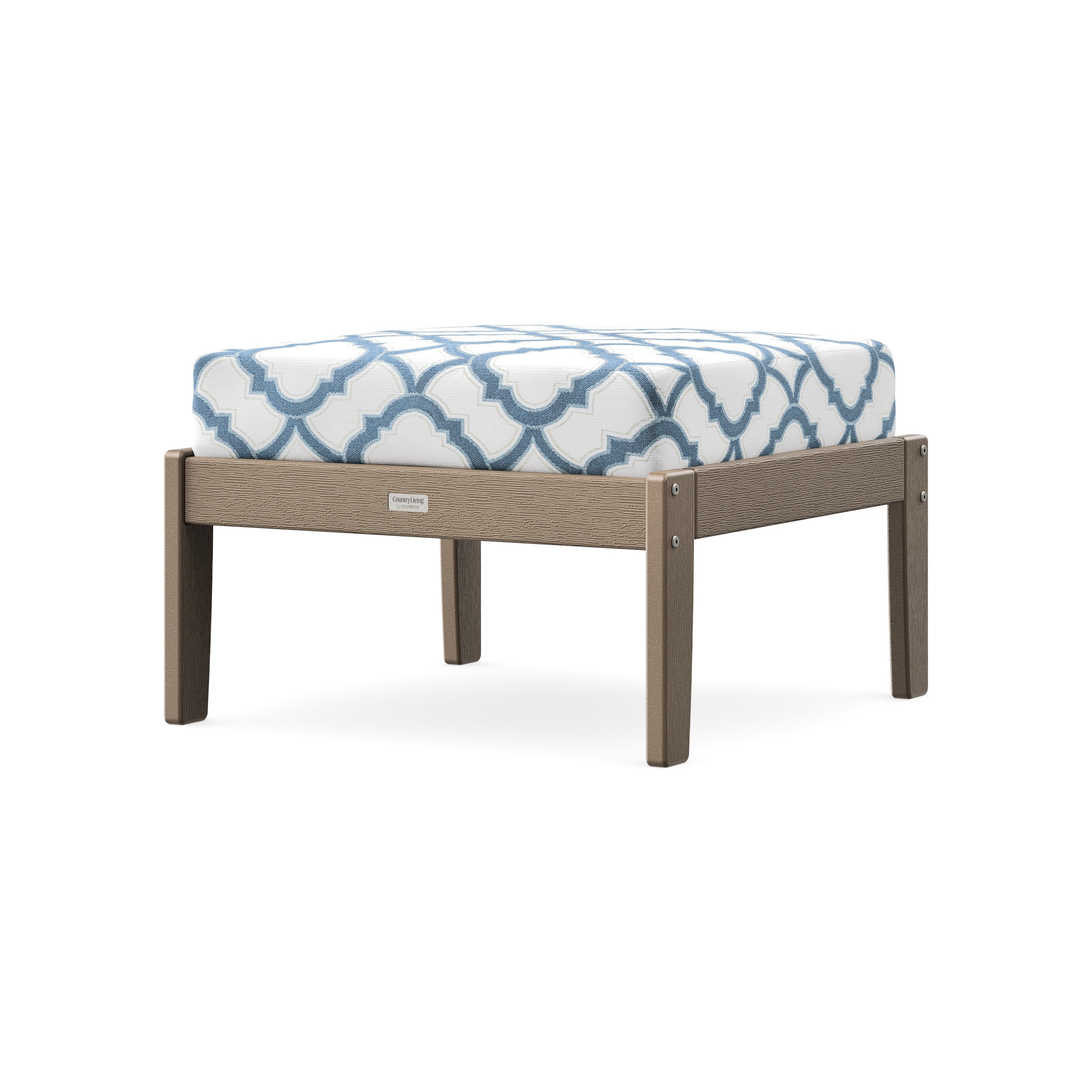Cottage Deep Seating Ottoman in Vintage Sahara / Trellis Sky Blue