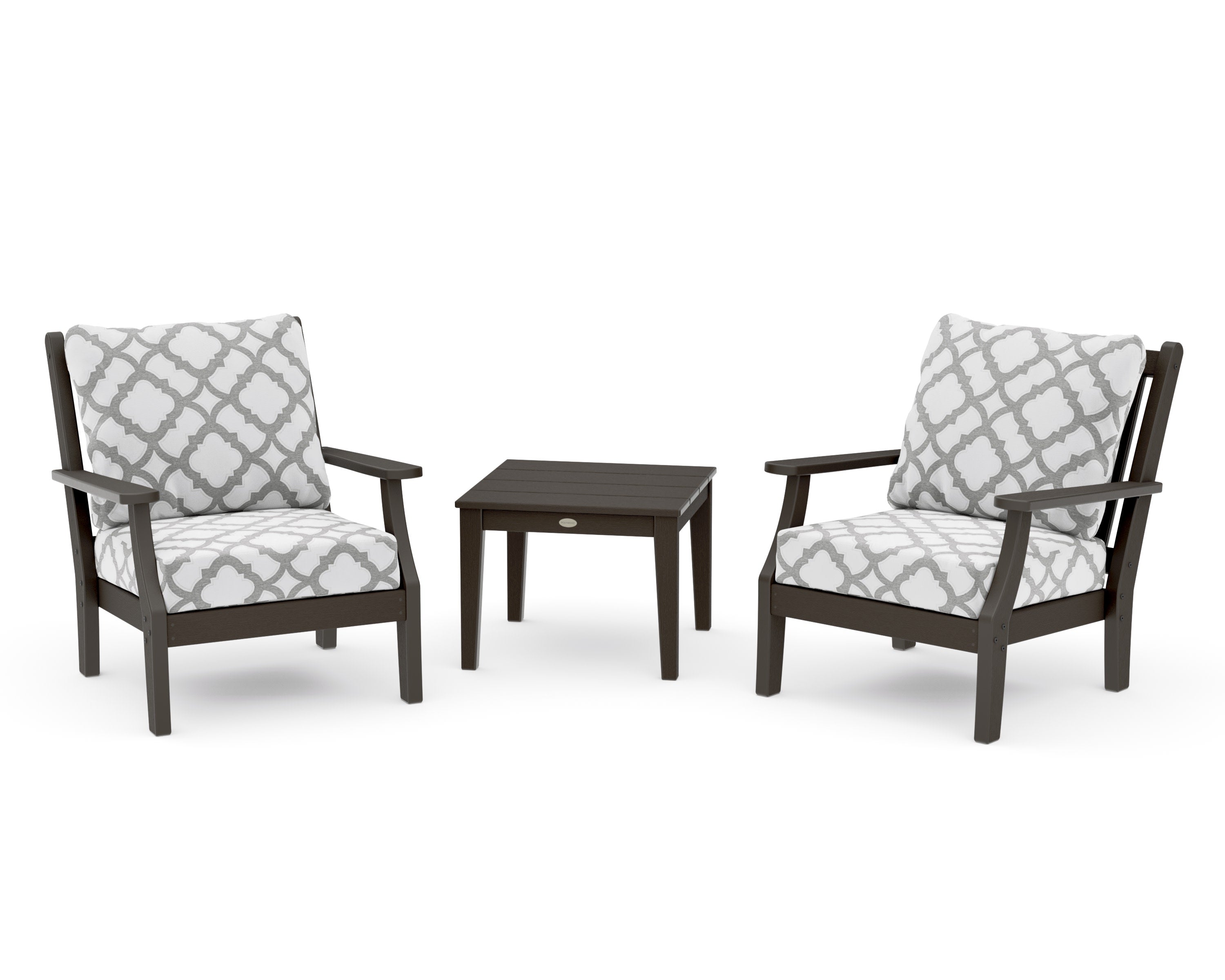 Wovendale 3-Piece Deep Seating Set in Vintage Coffee / Trellis Grey Mist