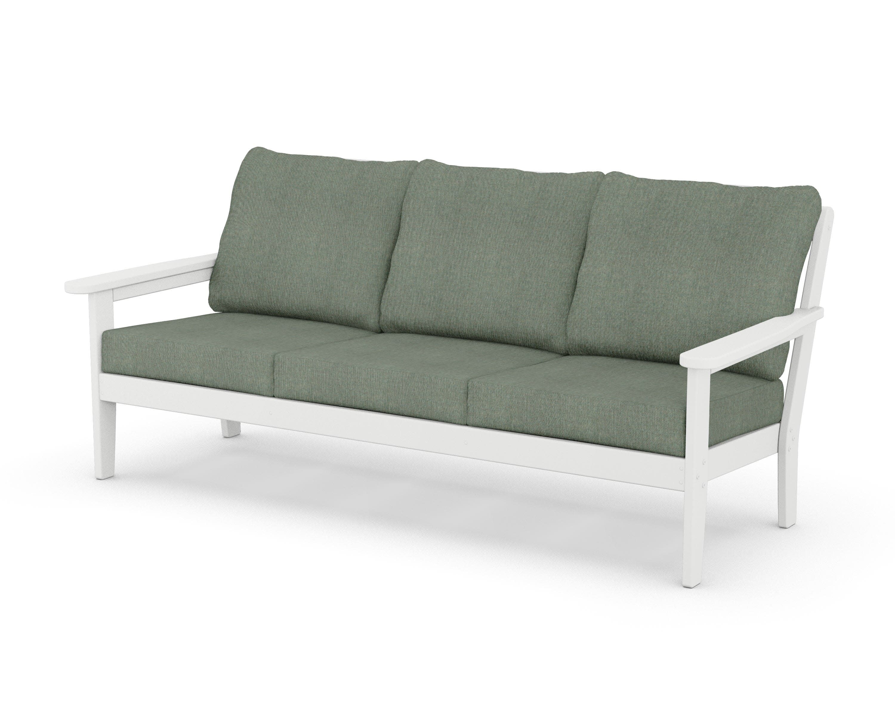 Cottage Deep Seating Sofa in White / Cast Sage
