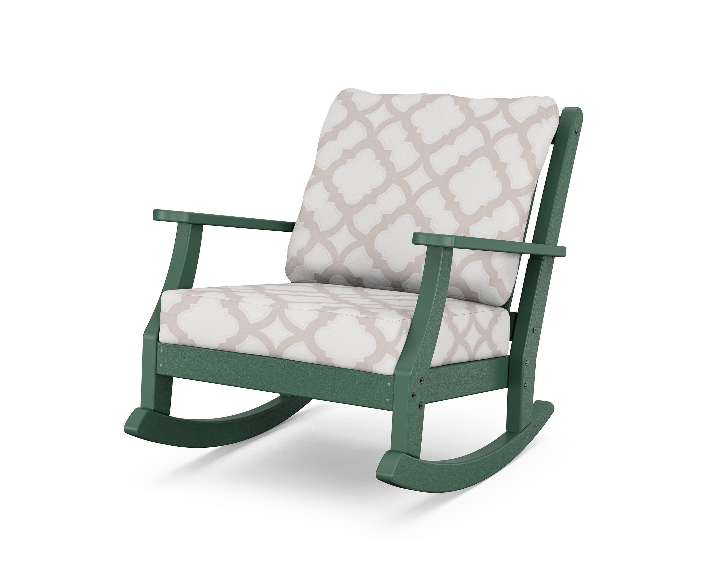 Wovendale Deep Seating Rocking Chair in Green / Trellis Dune Burlap