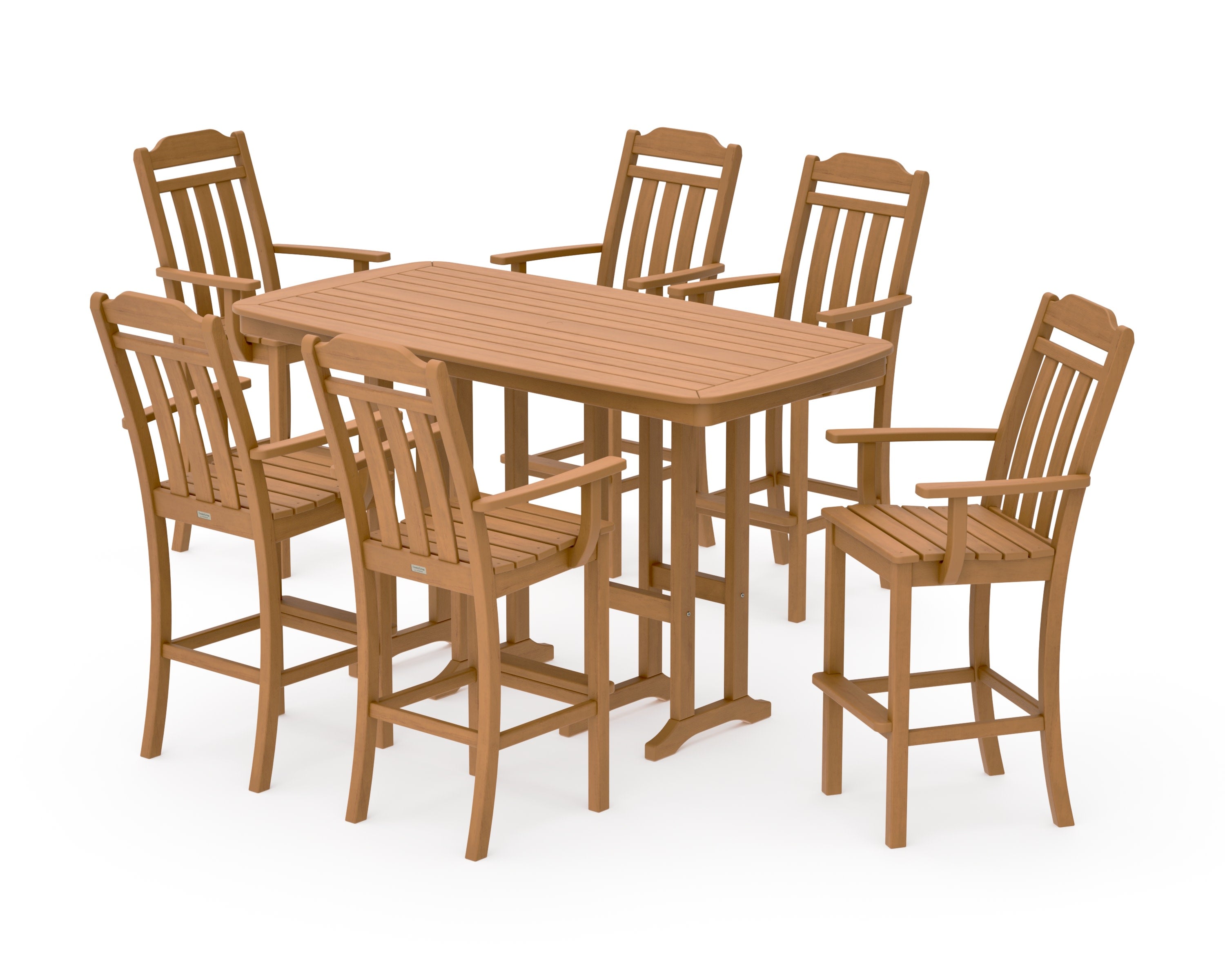 Cottage Arm Chair 7-Piece Bar Set in Natural