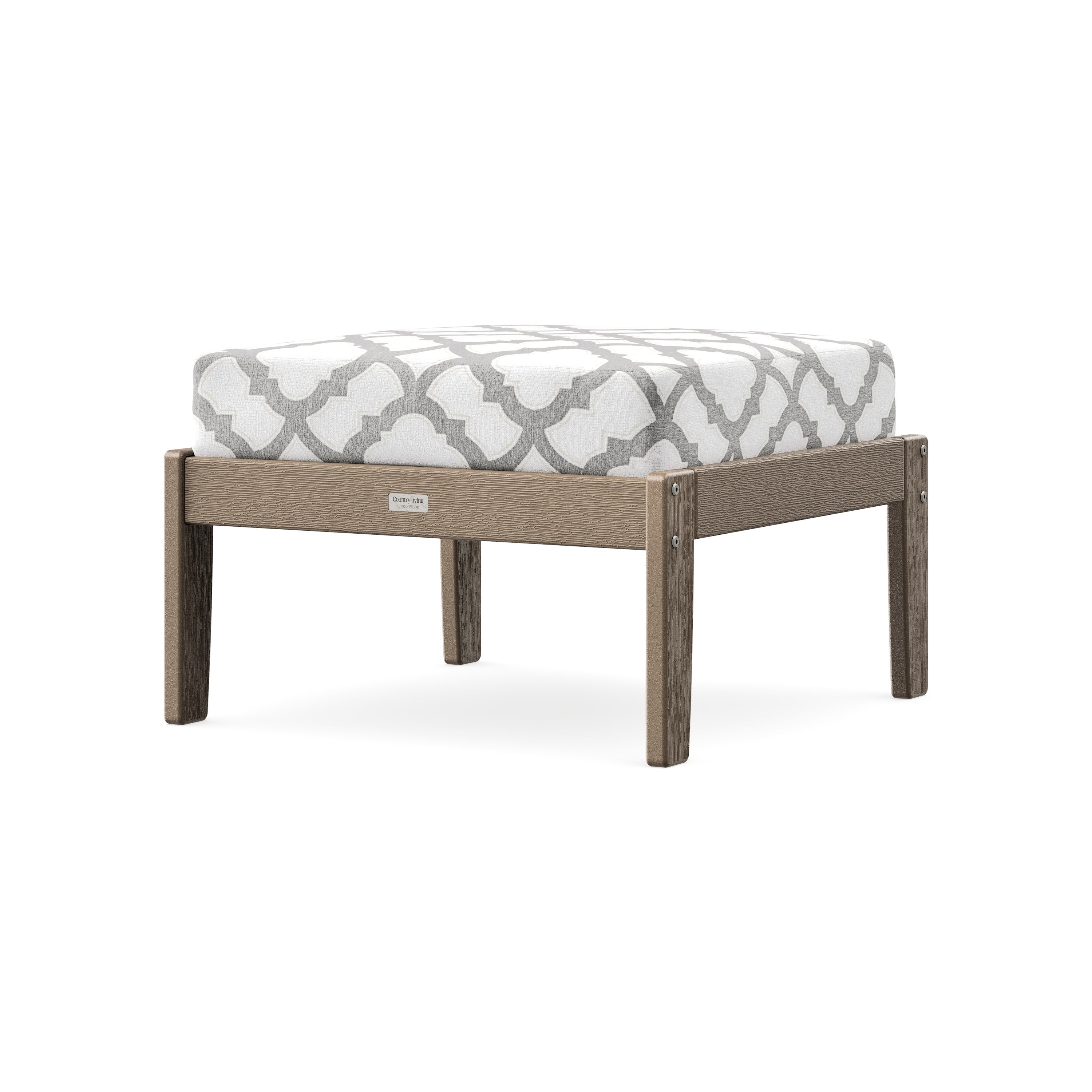 Cottage Deep Seating Ottoman in Vintage Sahara / Trellis Grey Mist