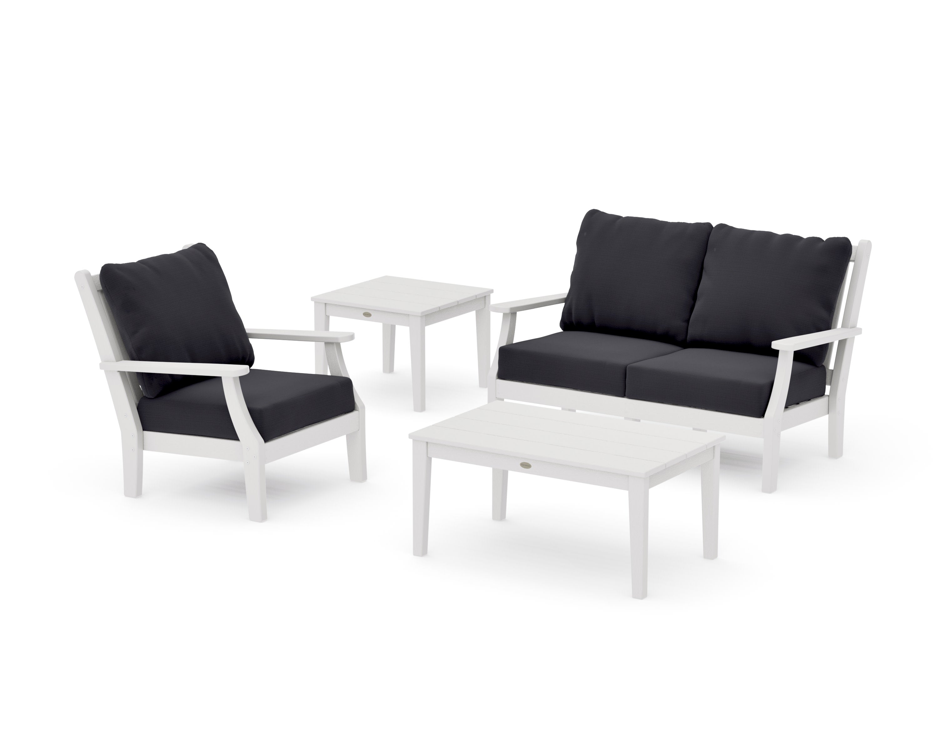 Wovendale 4-Piece Deep Seating Set in Vintage White / Midnight Linen