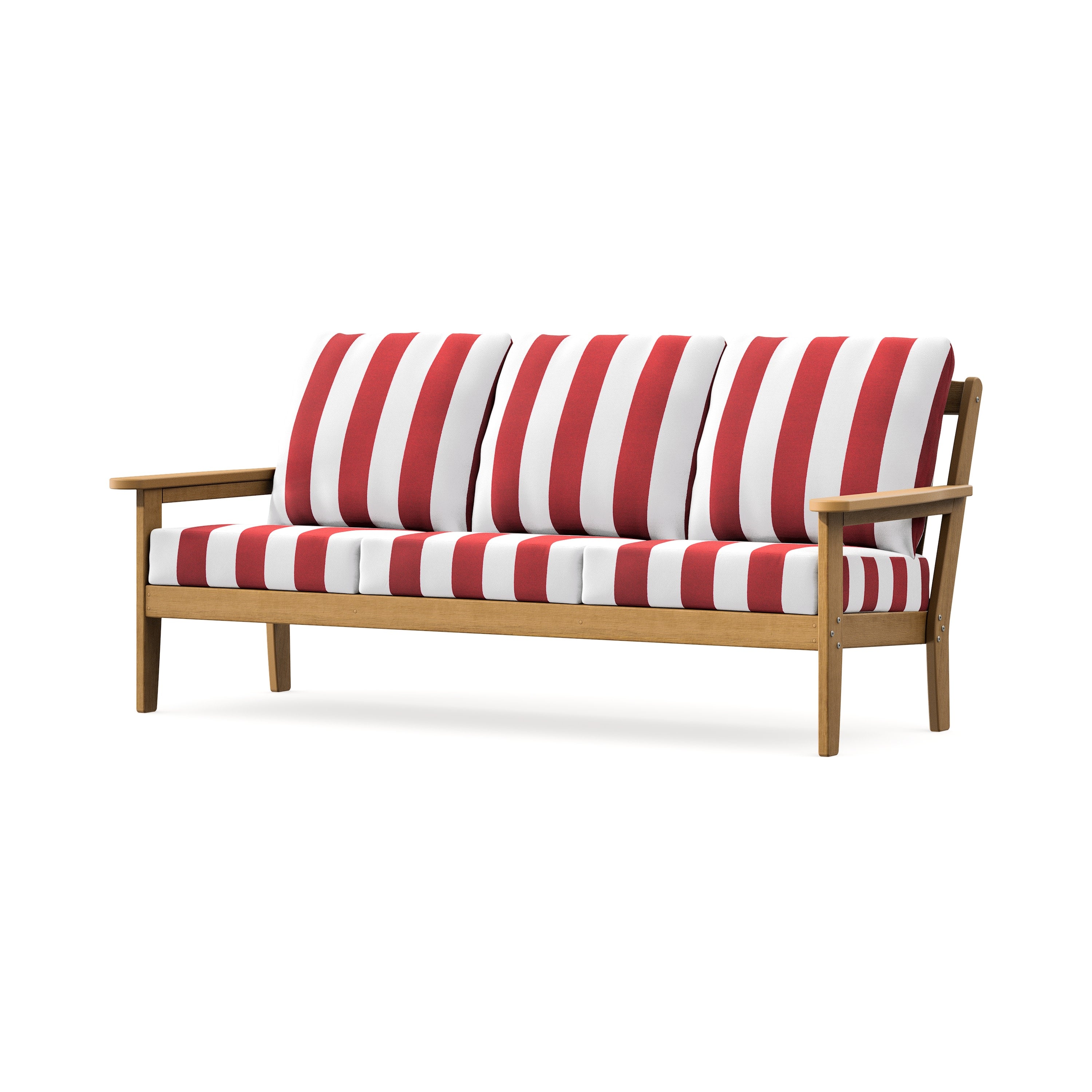 Cottage Deep Seating Sofa in Natural / Cabana Stripe Crimson