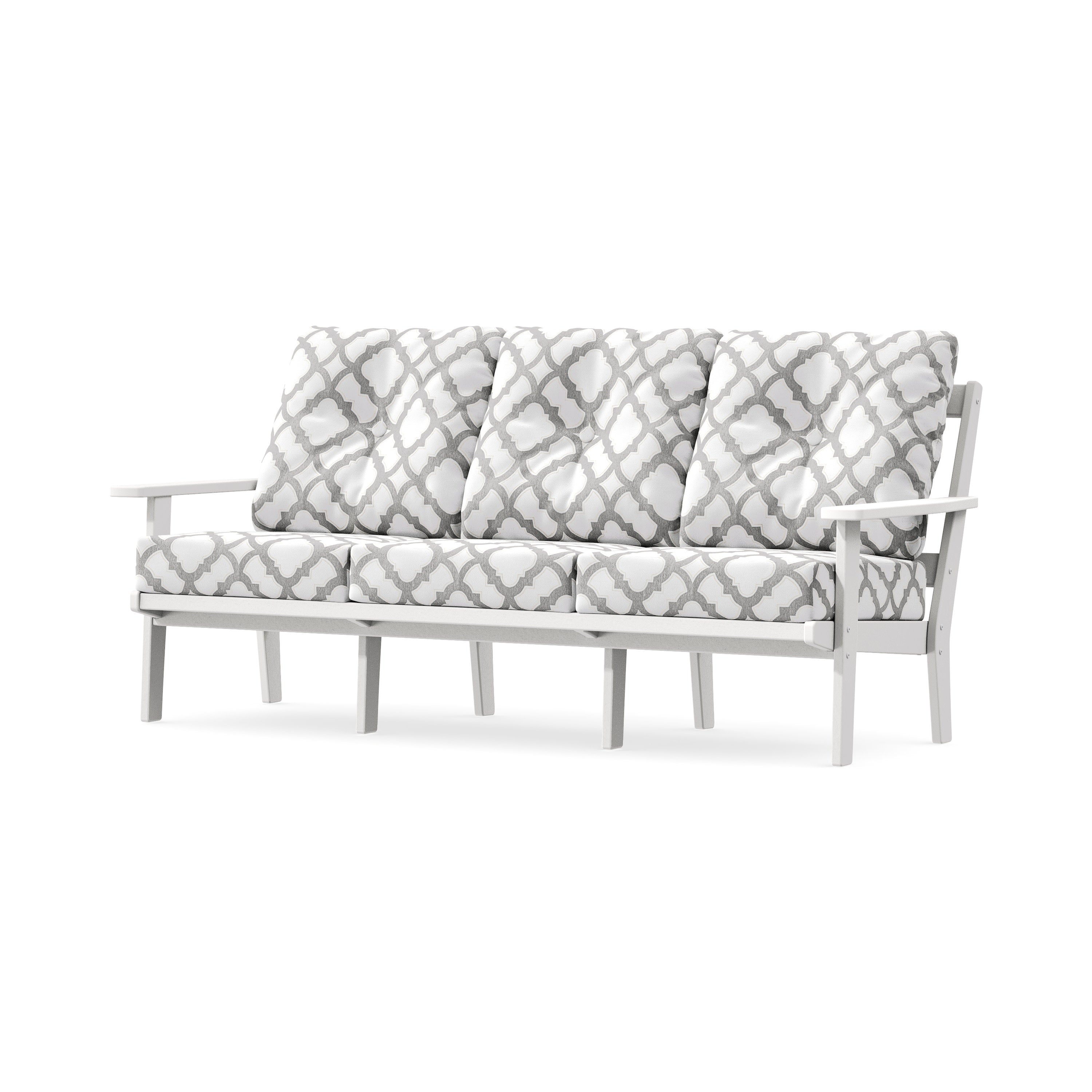 PrairieDeep Seating Sofa in White / Trellis Grey Mist