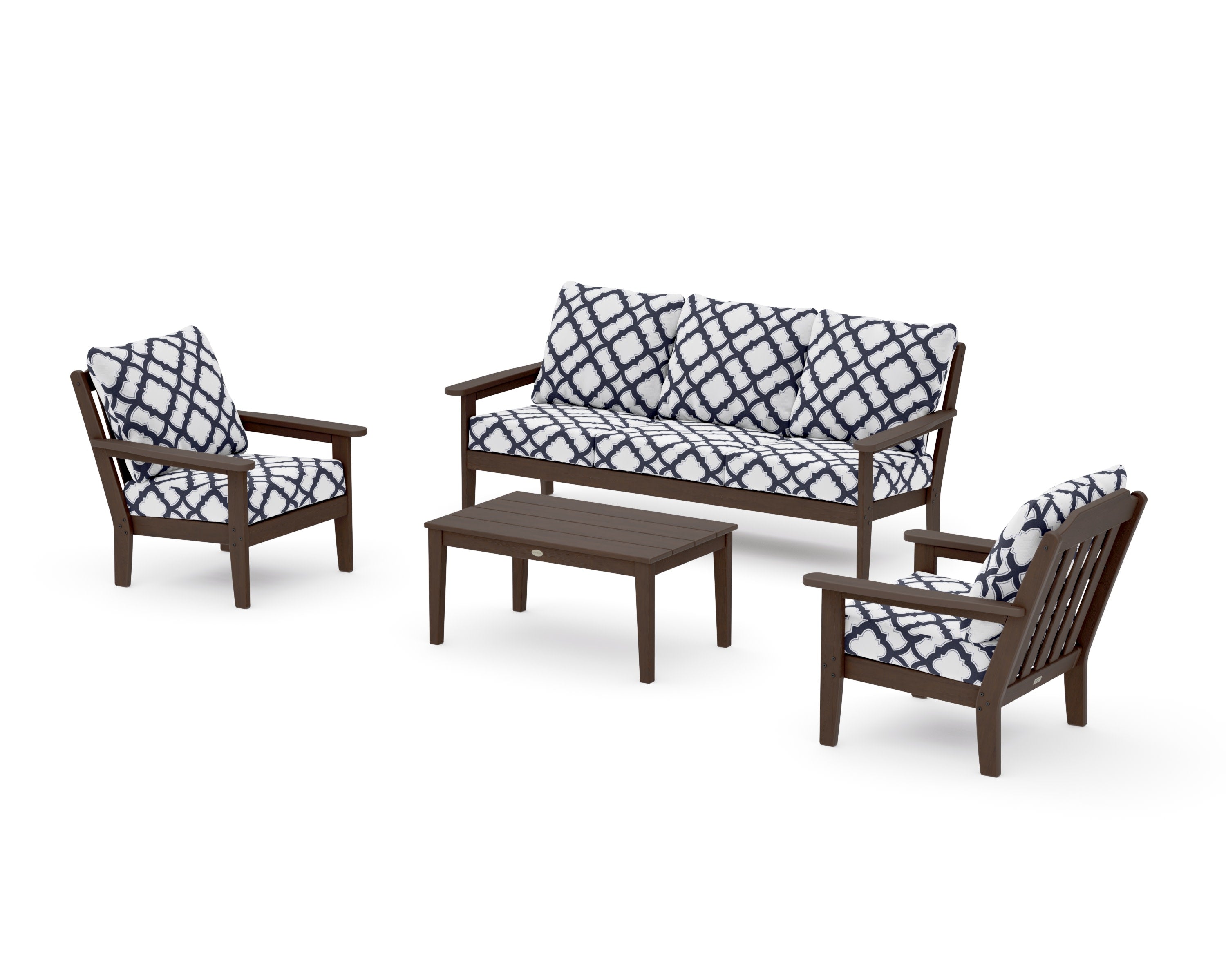 Cottage 4-Piece Deep Seating Set with Sofa in Kona / Trellis Navy