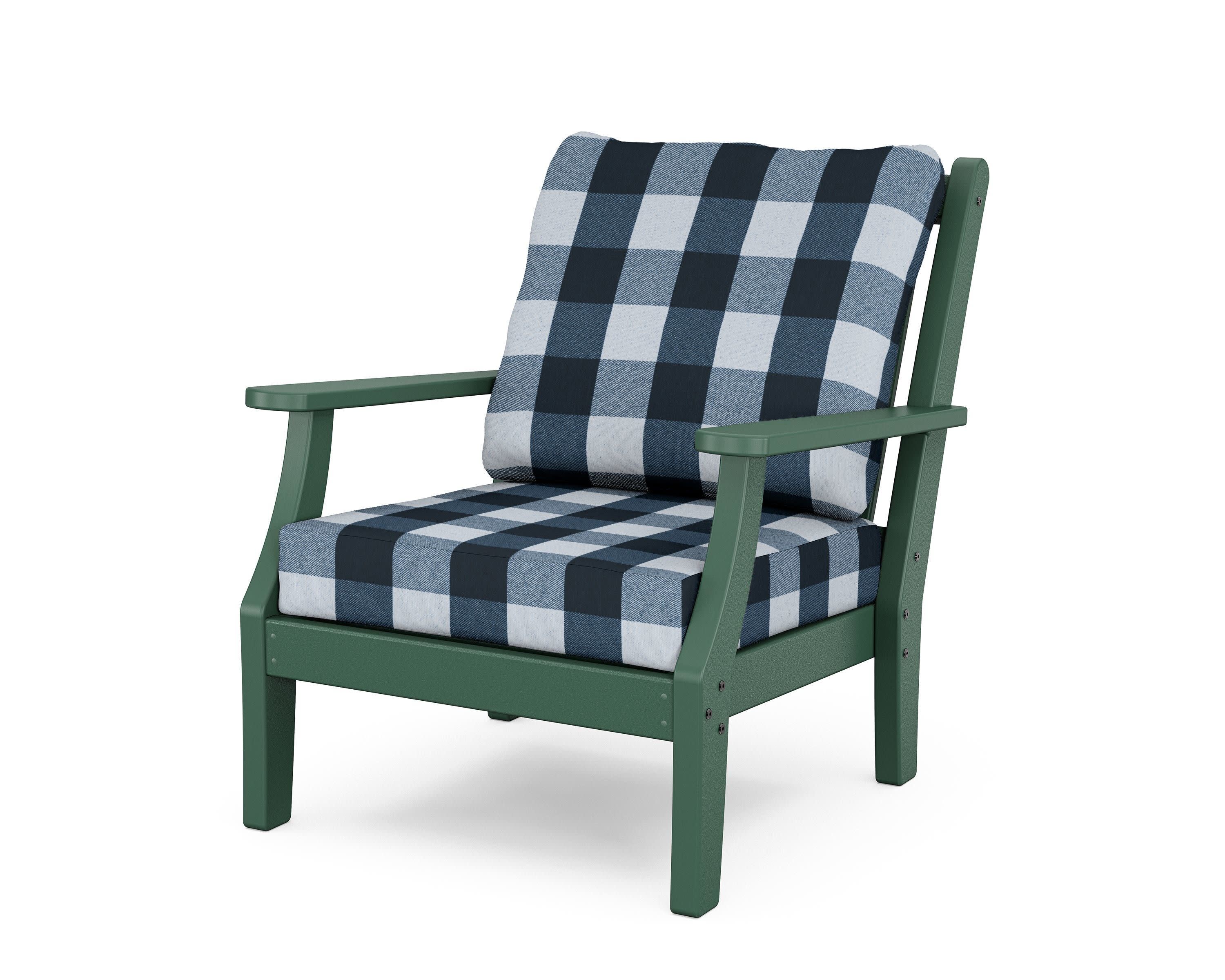 Wovendale Deep Seating Chair in Green / Buffalo Plaid Marine Indigo