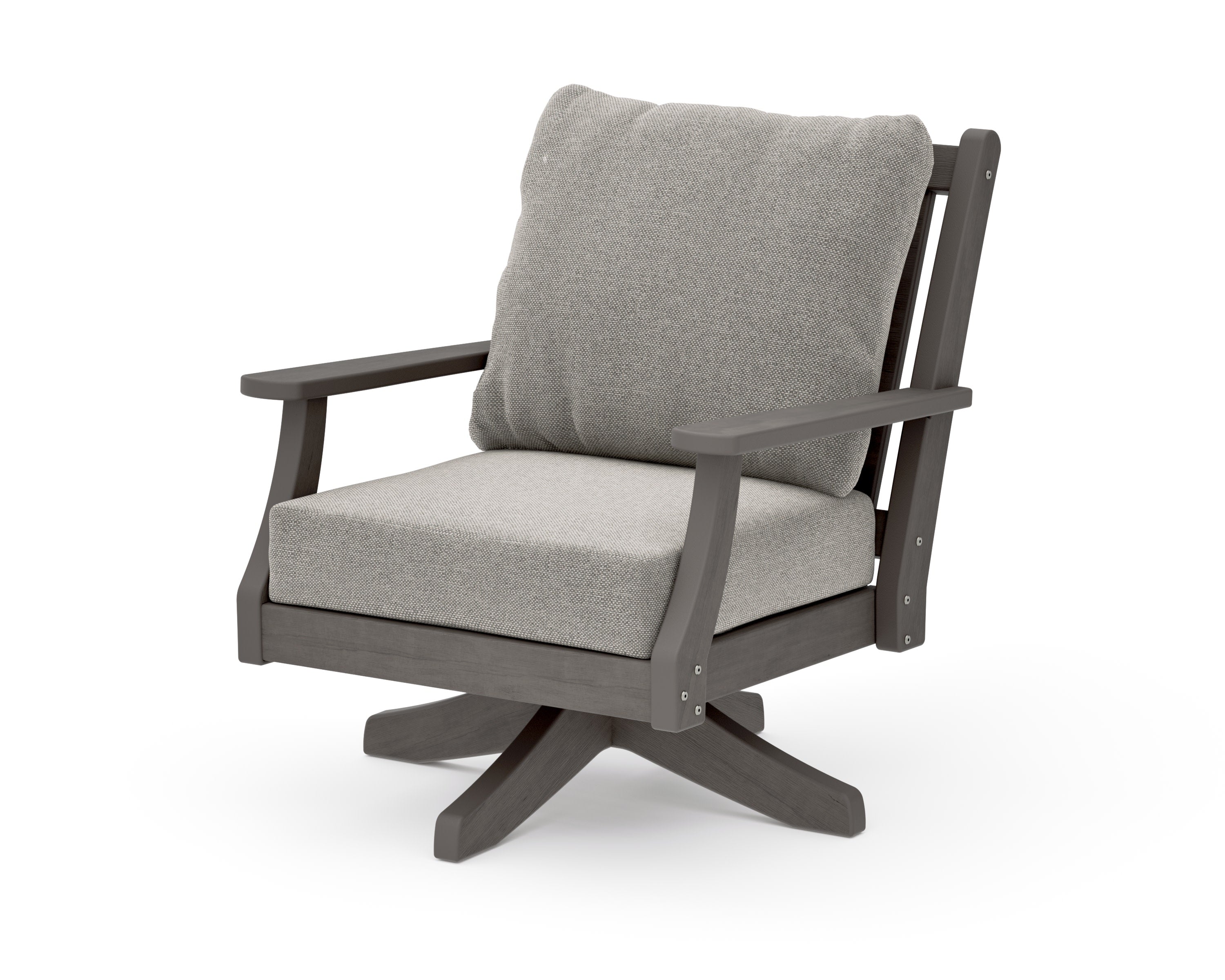 Wovendale Deep Seating Swivel Chair in Driftwood / Weathered Tweed