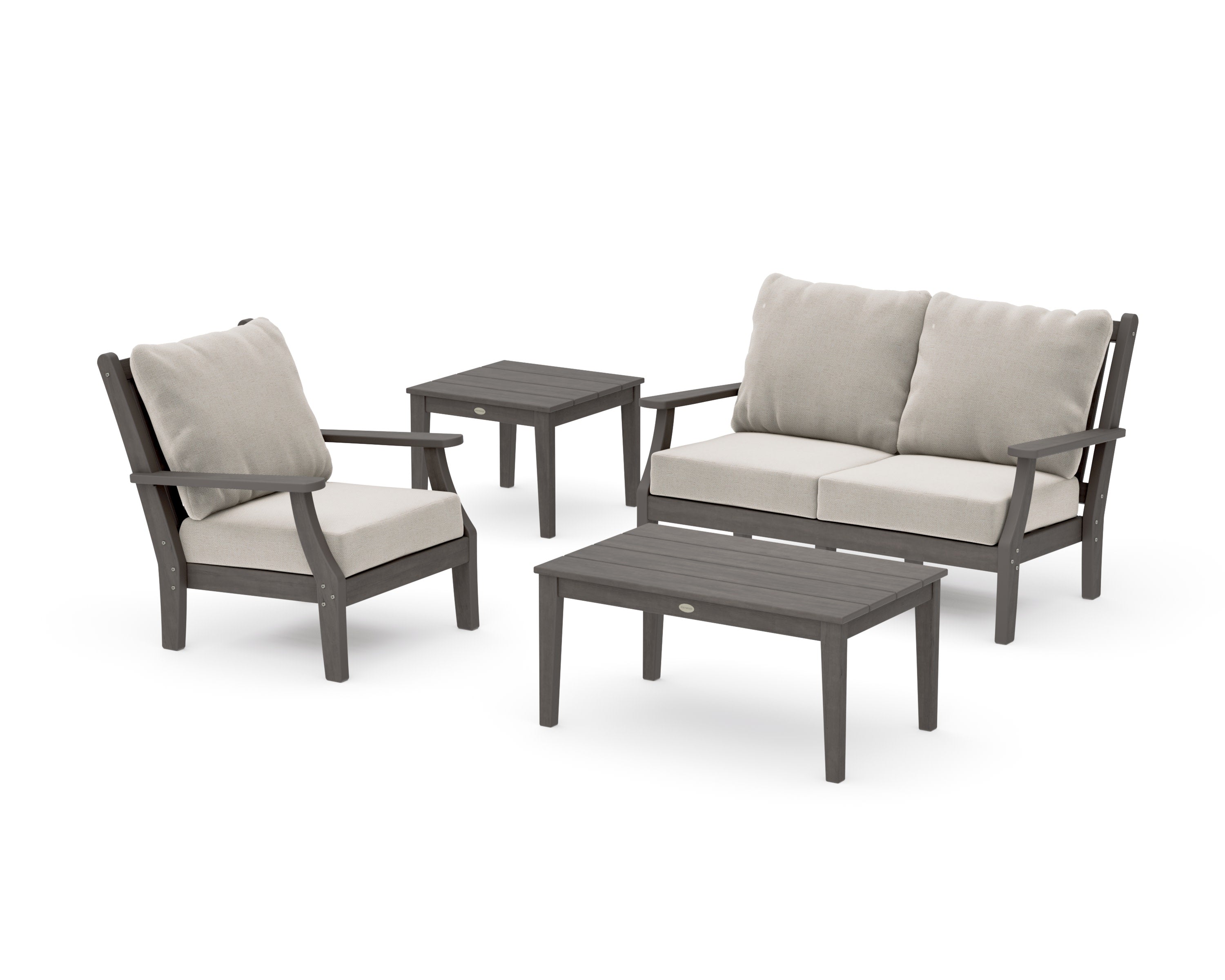 Wovendale 4-Piece Deep Seating Set in Driftwood / Dune Burlap