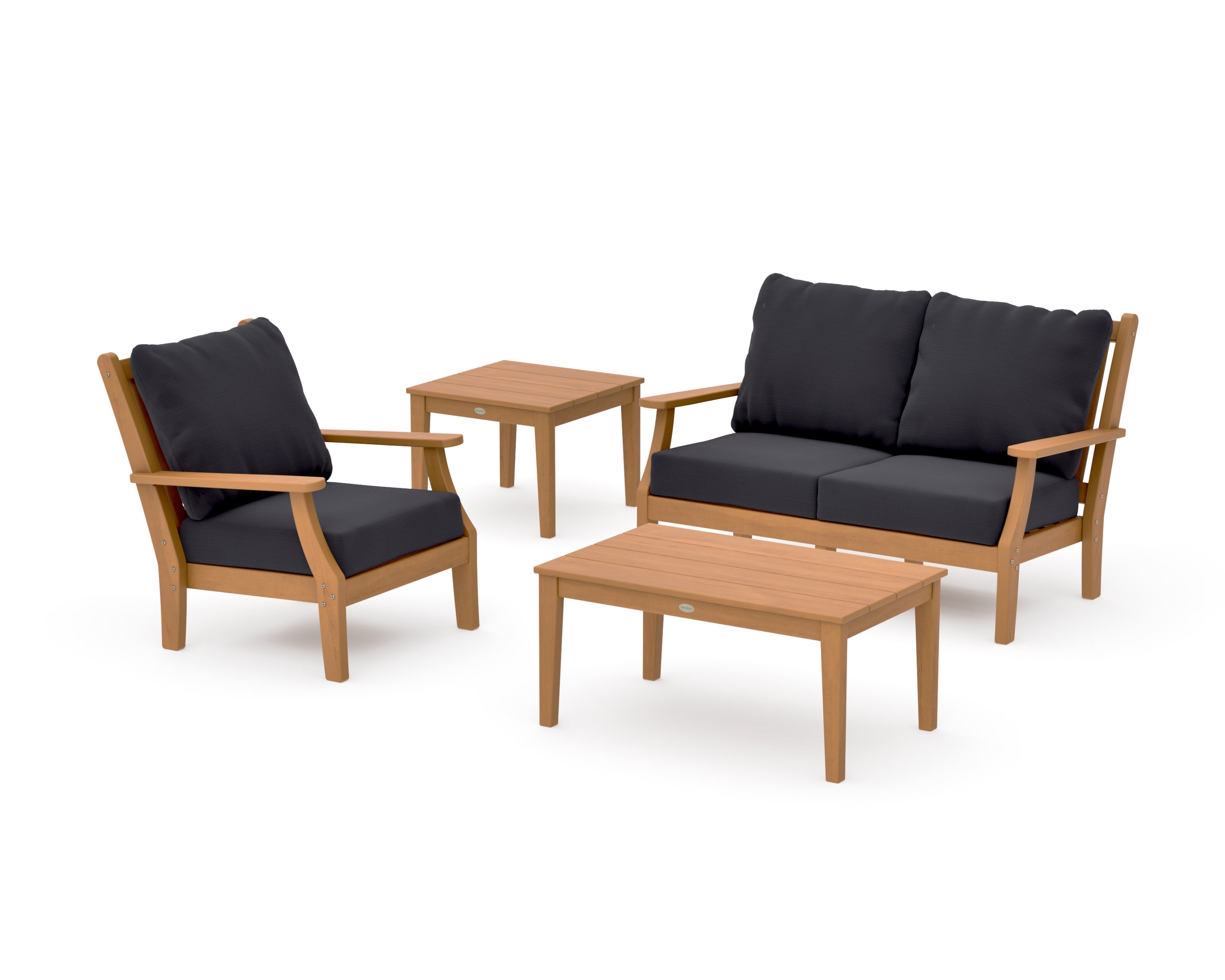 Wovendale 4-Piece Deep Seating Set in Natural / Midnight Linen
