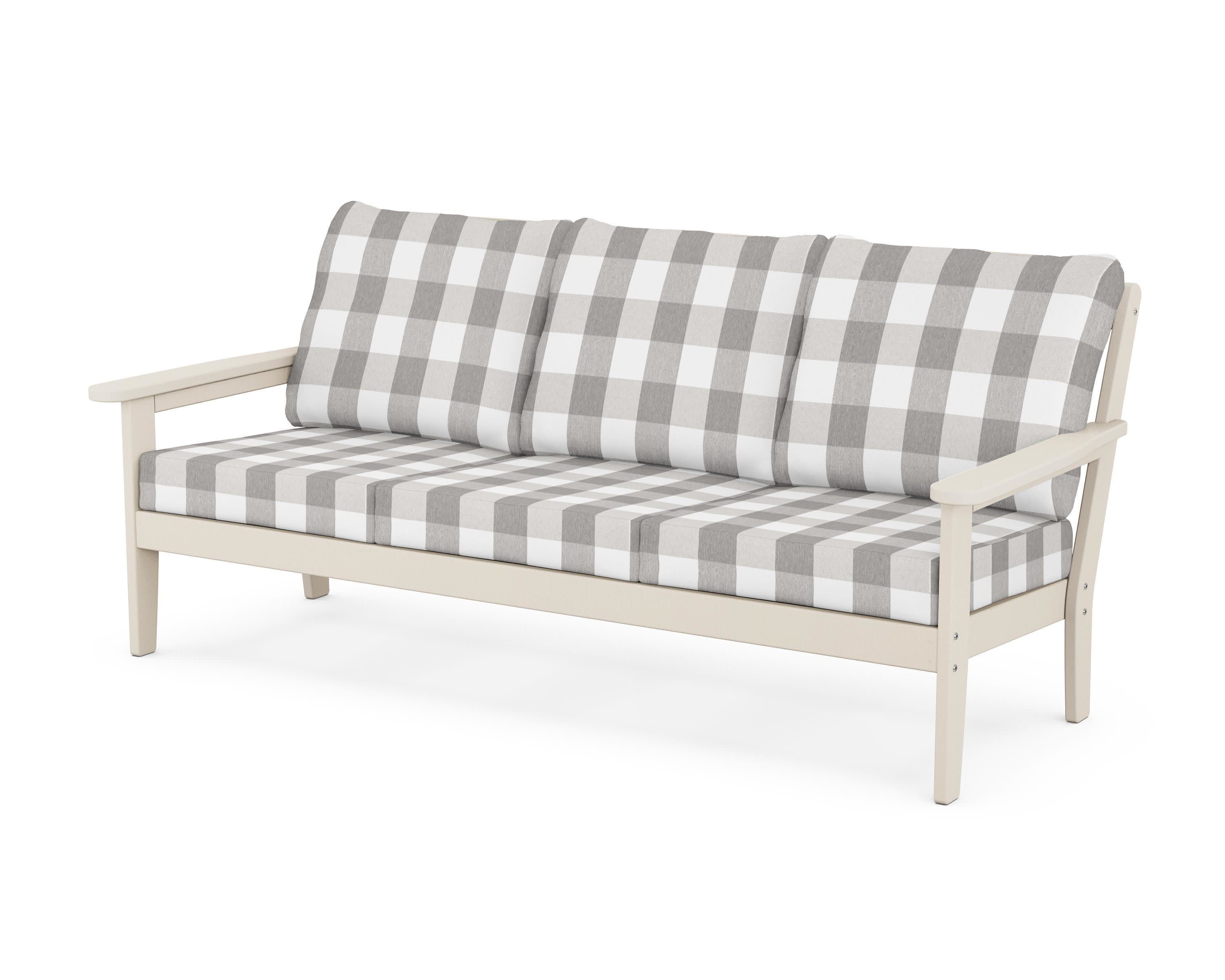 Cottage Deep Seating Sofa in Sand / Buffalo Plaid Grey Mist