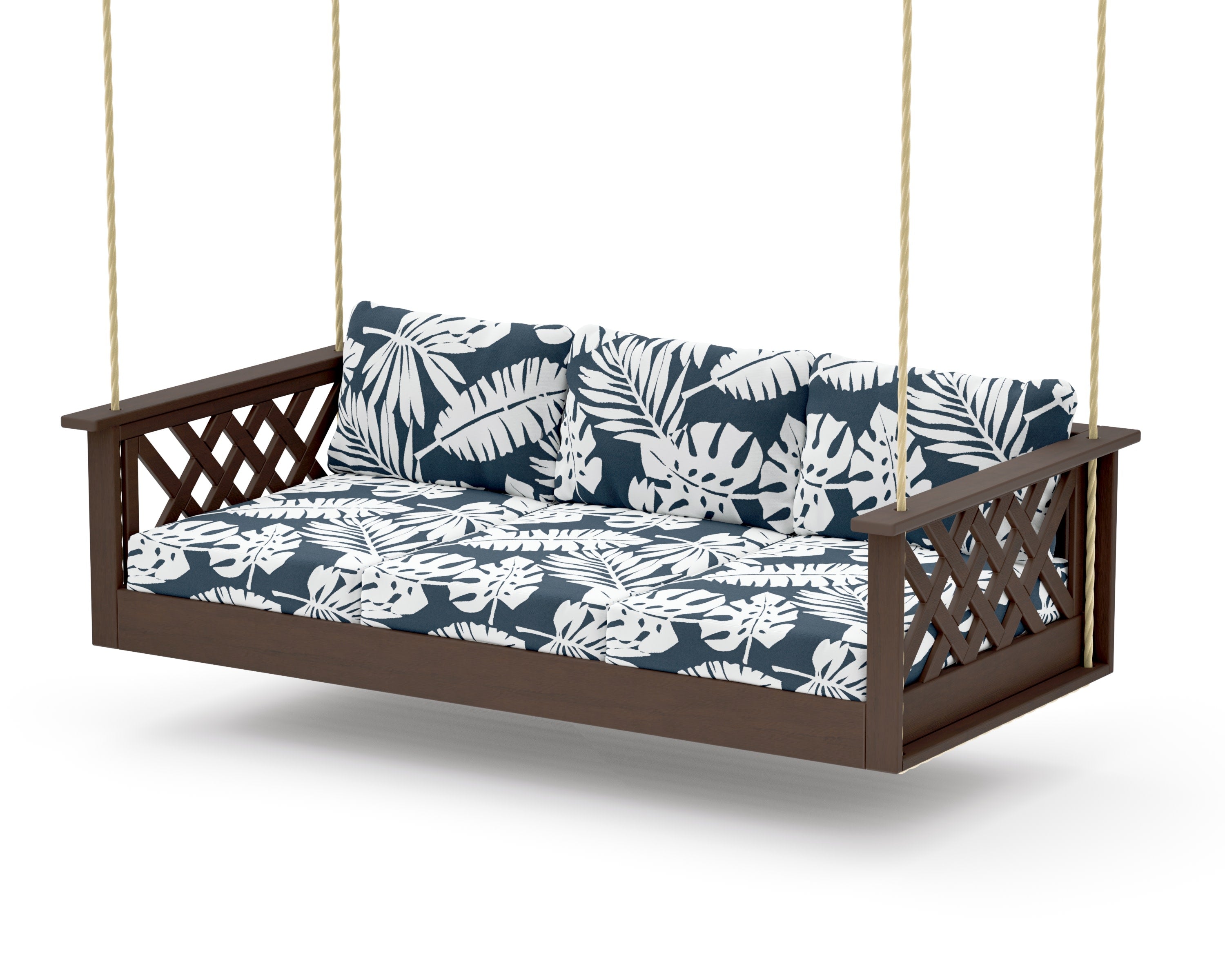 Wovendale Daybed Swing in Kona / Leaf Marine Indigo