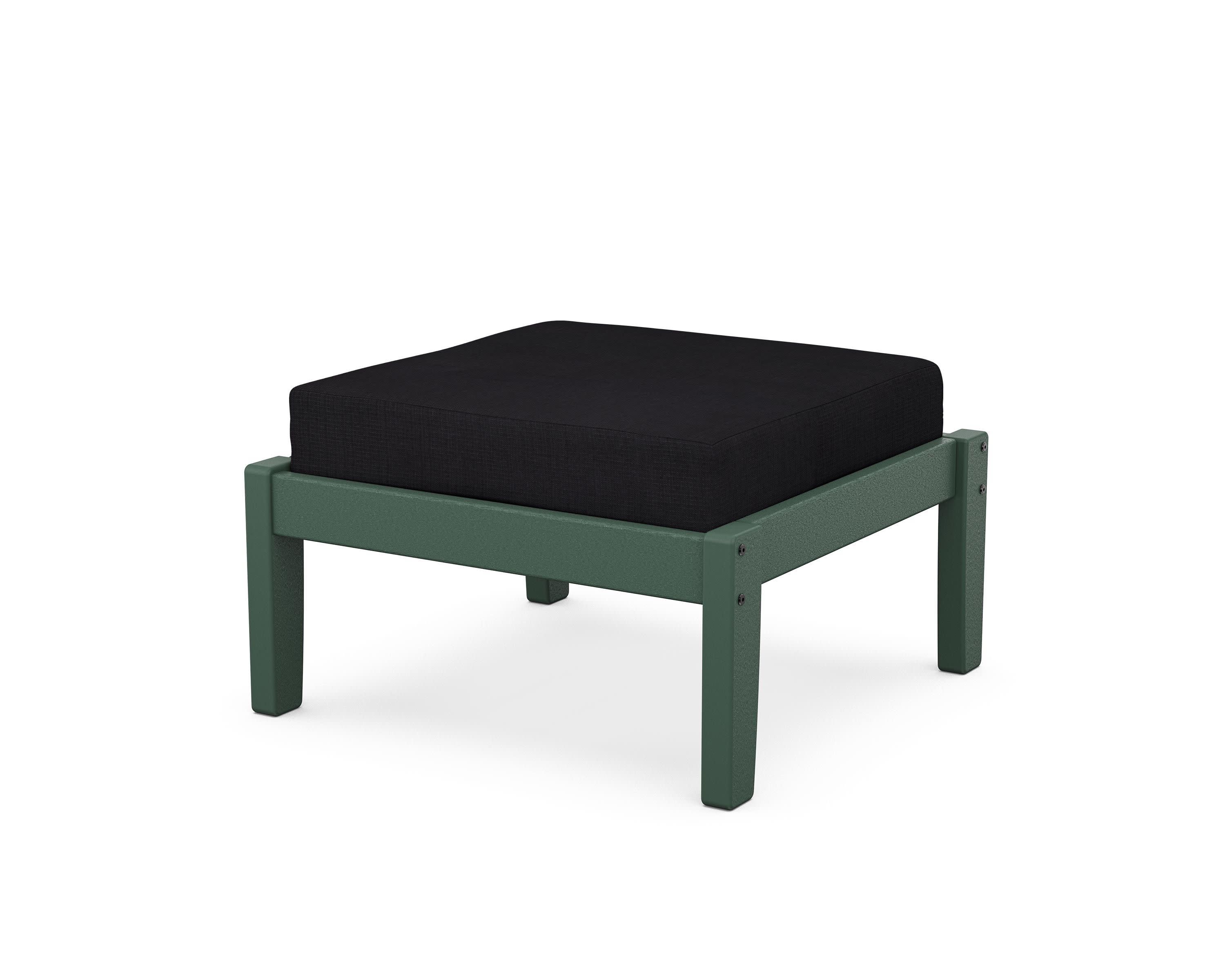 Deep Seating Ottoman in Green / Midnight Linen
