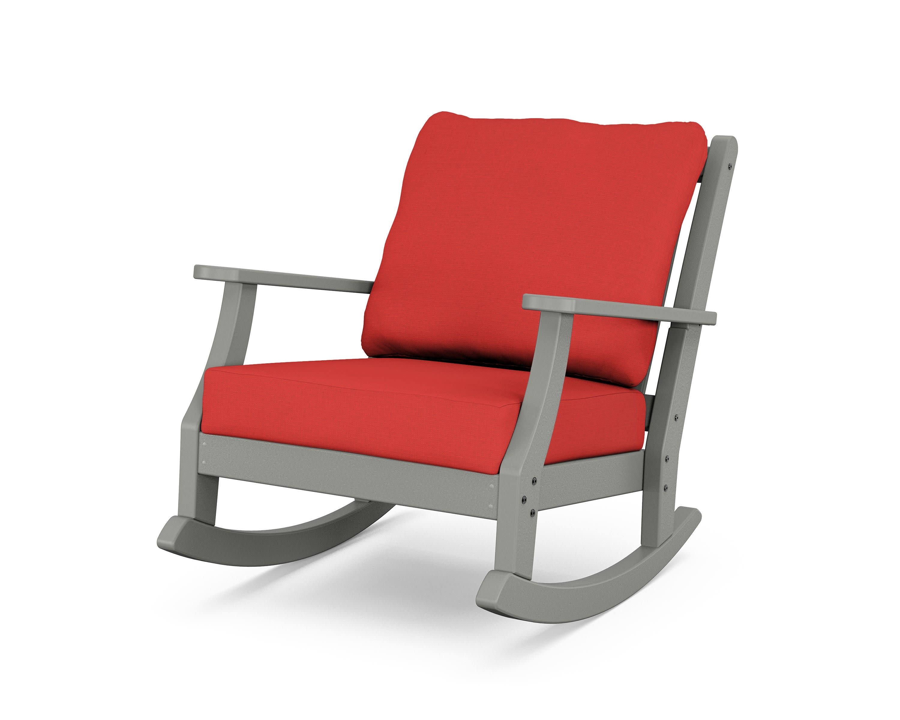 Wovendale Deep Seating Rocking Chair in Slate Grey / Crimson Linen