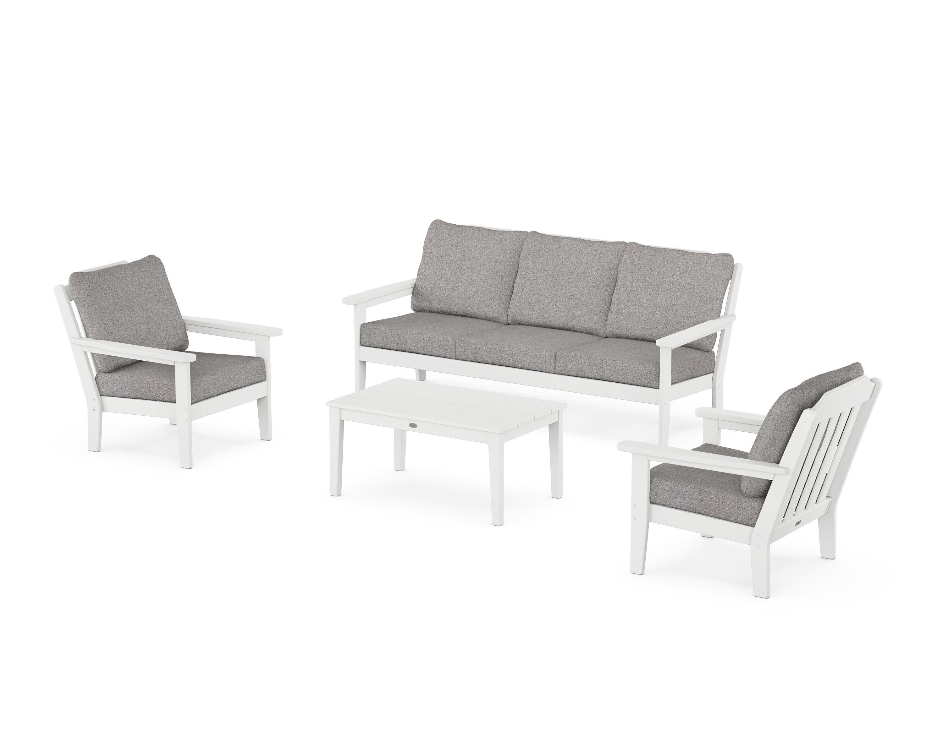 Cottage 4-Piece Deep Seating Set with Sofa in White / Grey Mist