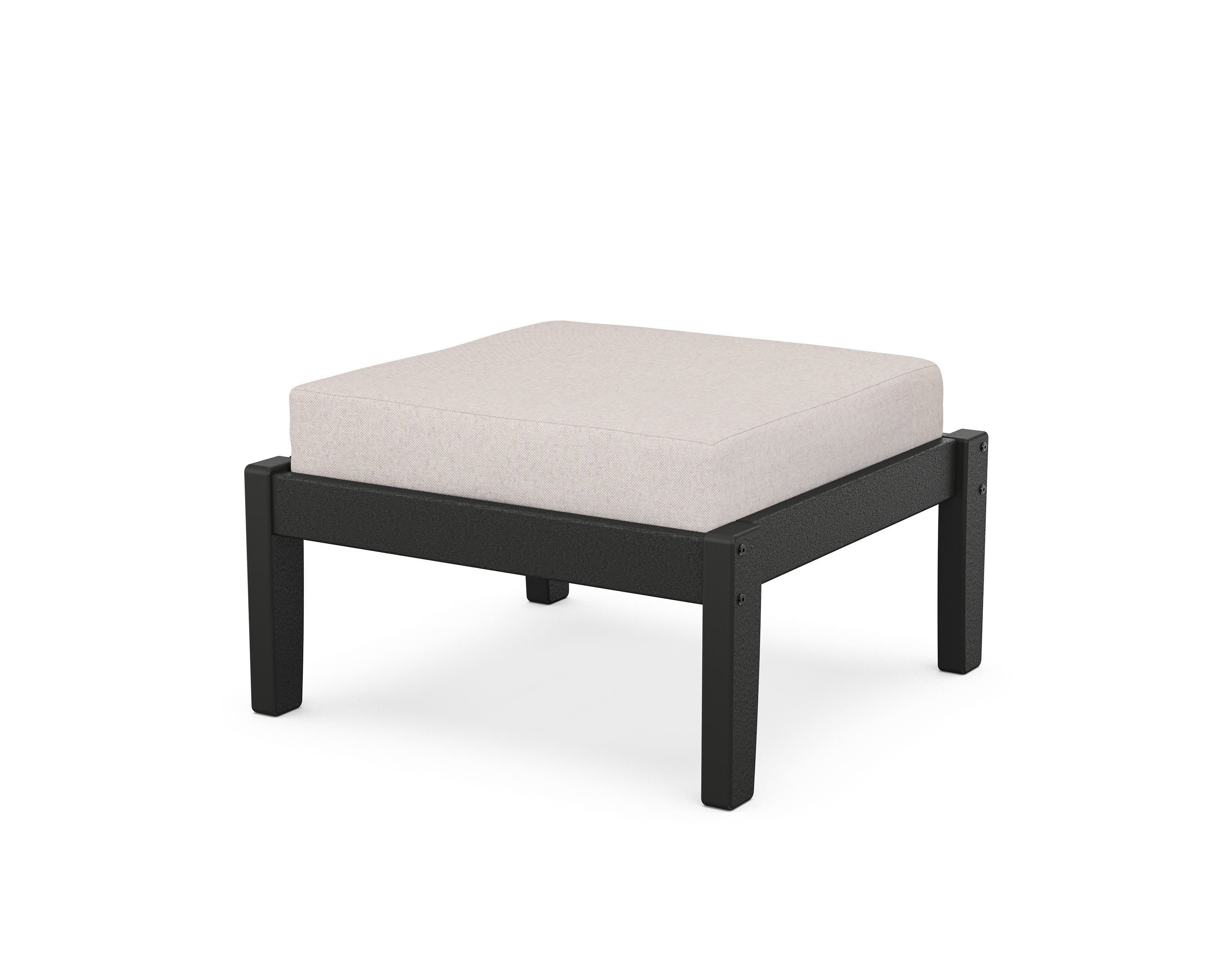 Deep Seating Ottoman in Black / Dune Burlap