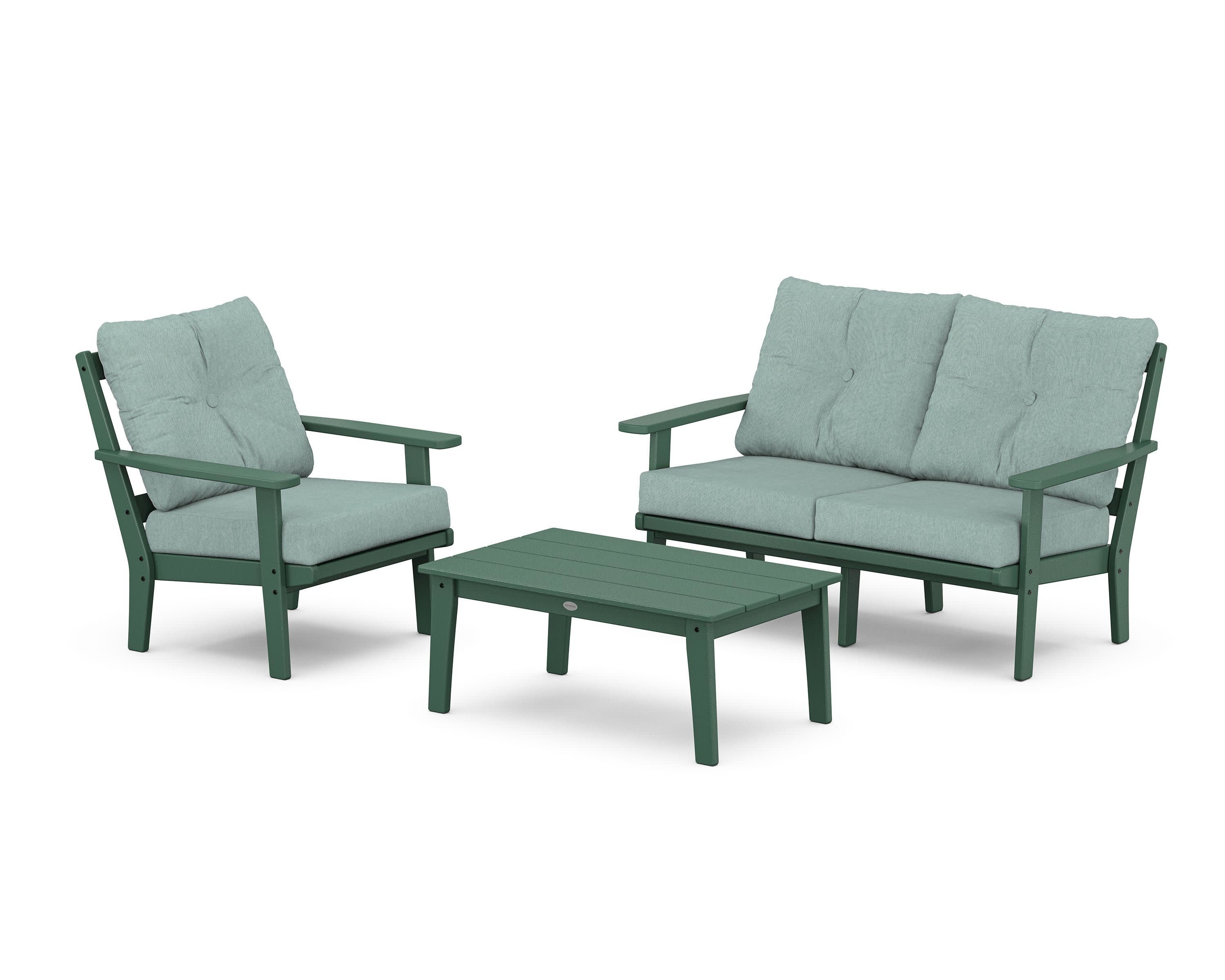 Prairie 3-Piece Deep Seating Set with Loveseat in Green / Glacier Spa