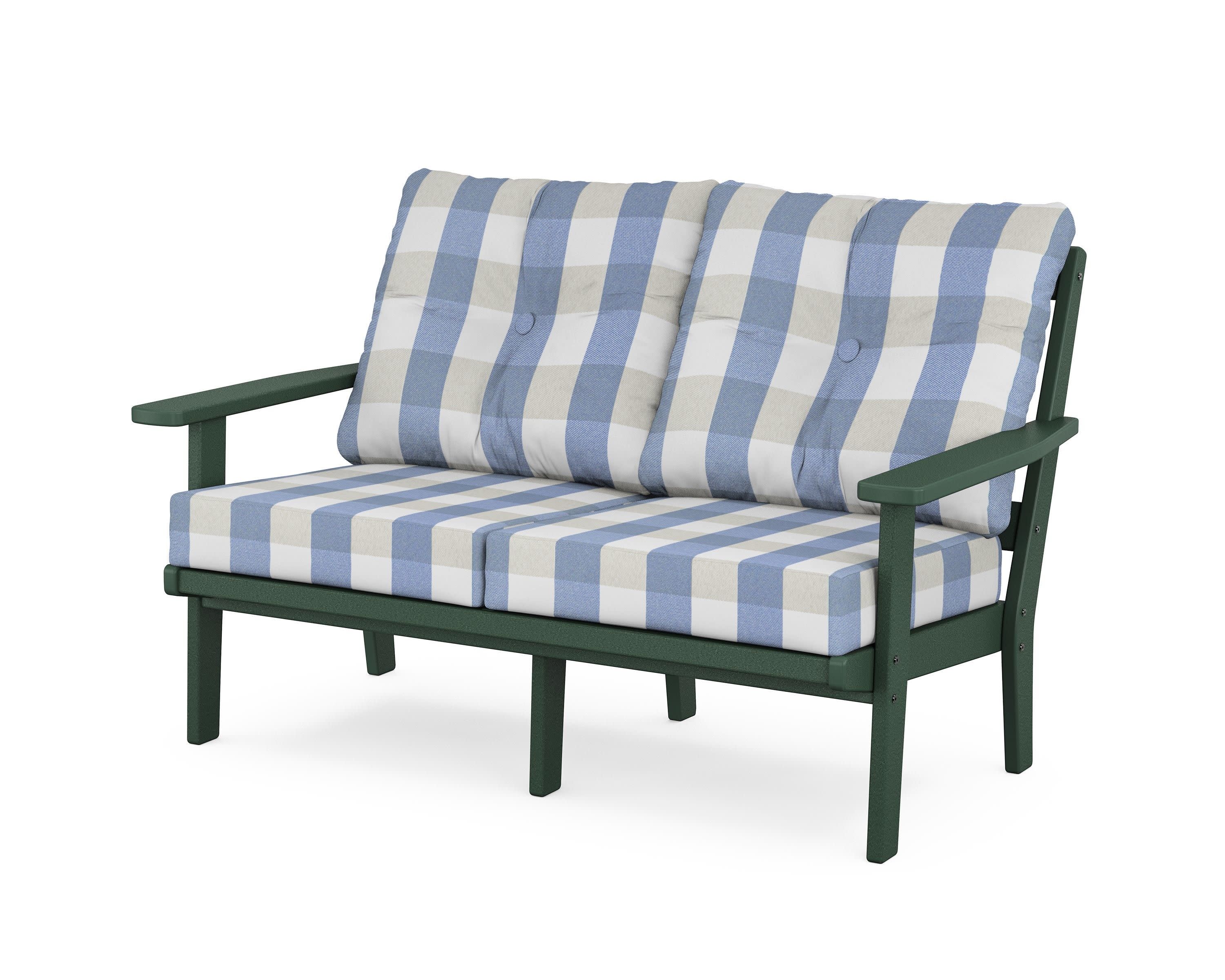 Prairie Deep SeatingLoveseat in Green / Buffalo Plaid Sky Blue